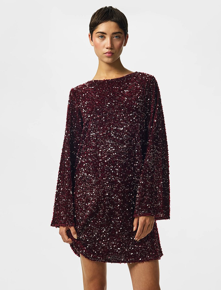 Pieces - PCKAMMY LS DEEP BACK BOW DRESS JRS BC - tawny port - 0