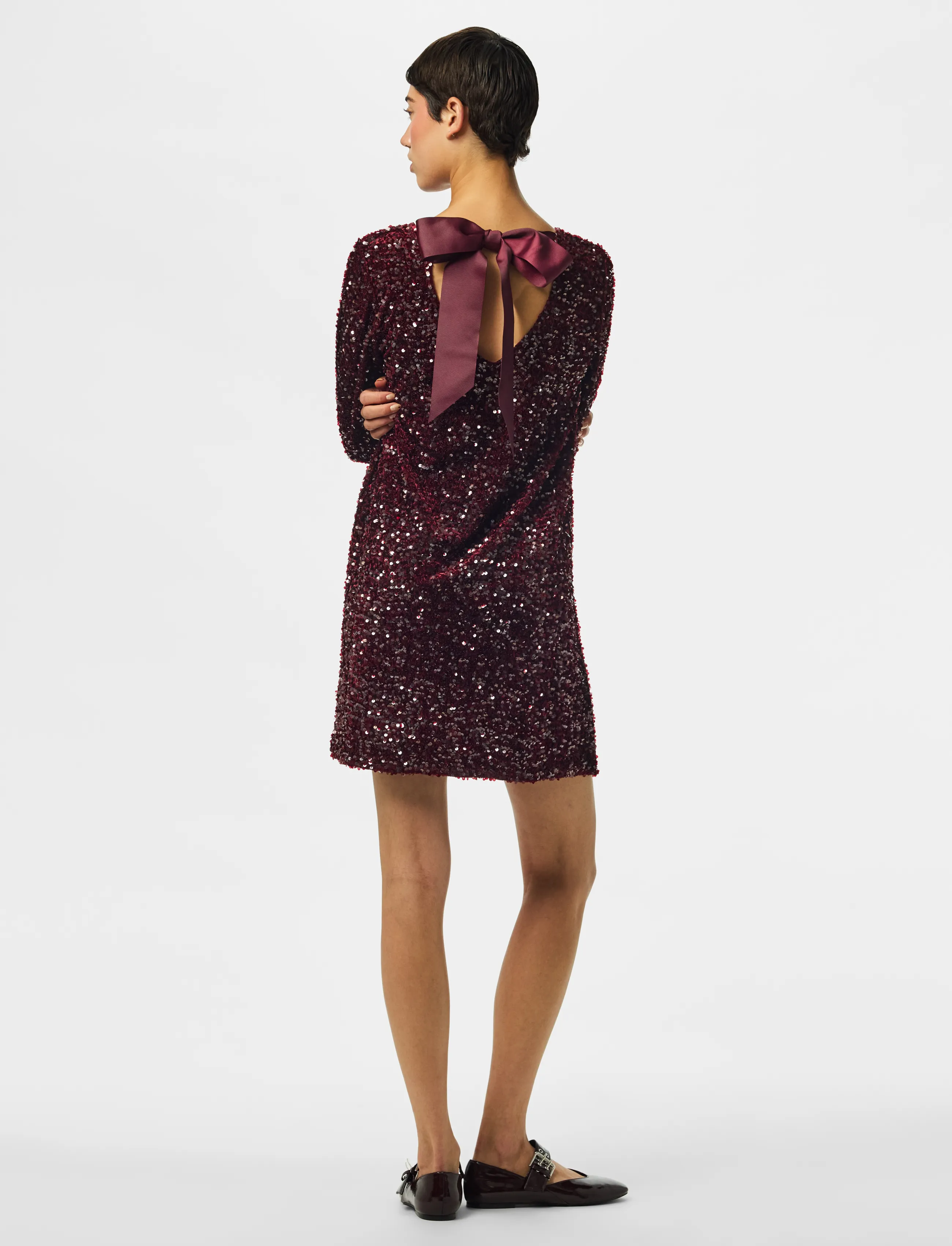 Pieces - PCKAMMY LS DEEP BACK BOW DRESS JRS BC - tawny port - 2