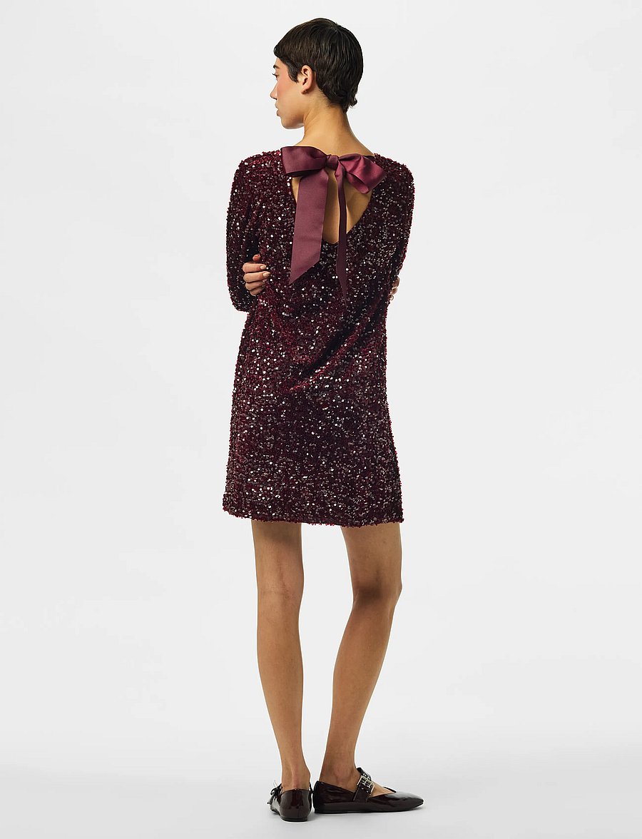 Pieces - PCKAMMY LS DEEP BACK BOW DRESS JRS BC - tawny port - 2