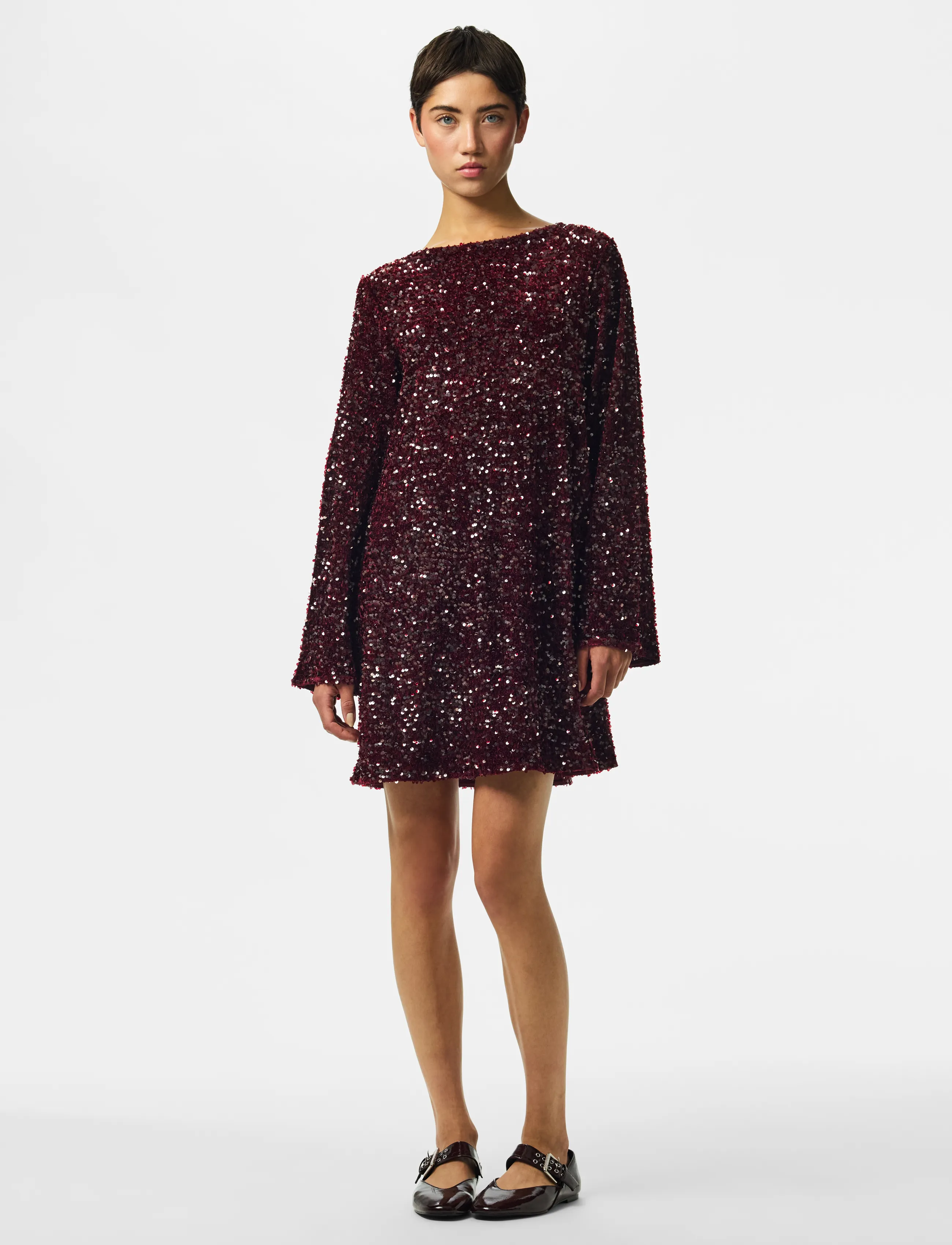 Pieces - PCKAMMY LS DEEP BACK BOW DRESS JRS BC - tawny port - 3