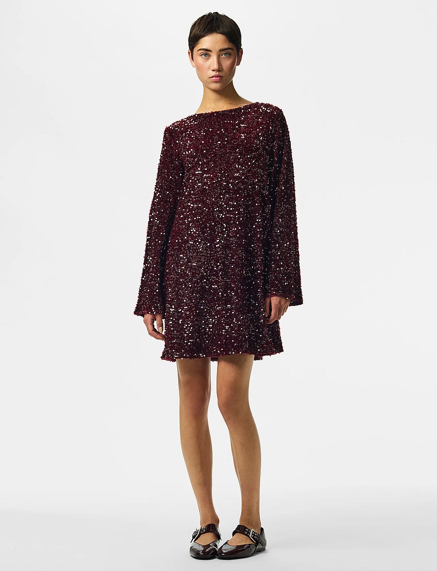 Pieces - PCKAMMY LS DEEP BACK BOW DRESS JRS BC - tawny port - 3