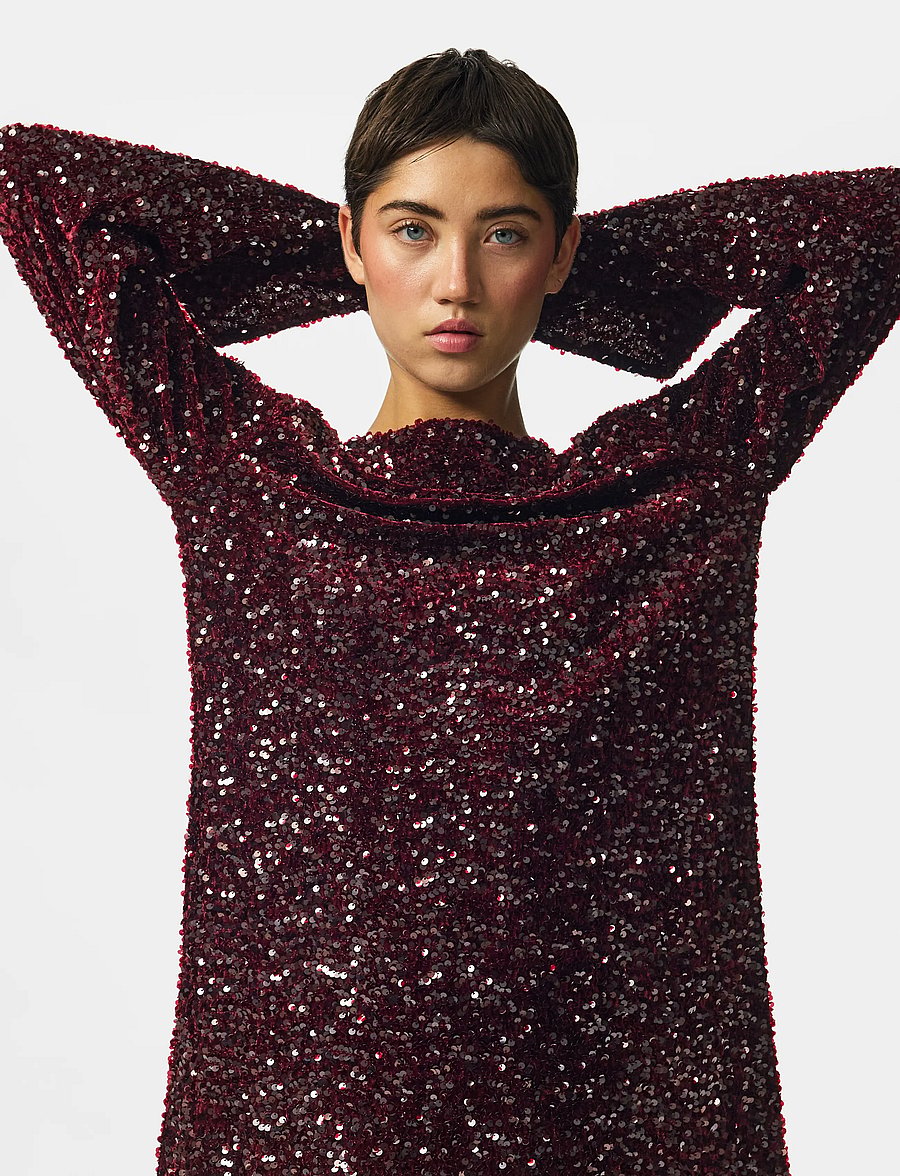 Pieces - PCKAMMY LS DEEP BACK BOW DRESS JRS BC - tawny port - 5