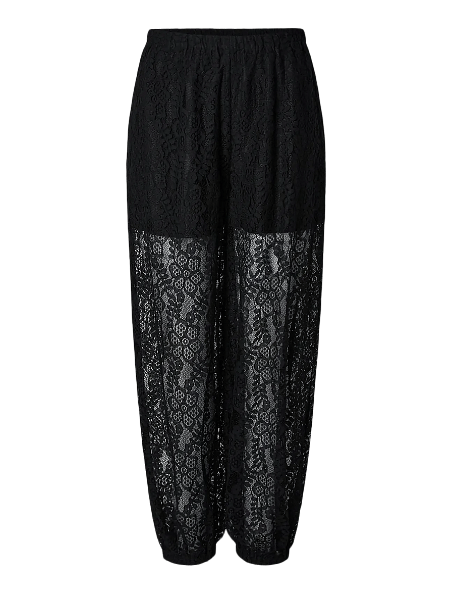 Pieces - PCALINE HW BALLOON LACE PANTS WVN D2D - everyday style - black - 1