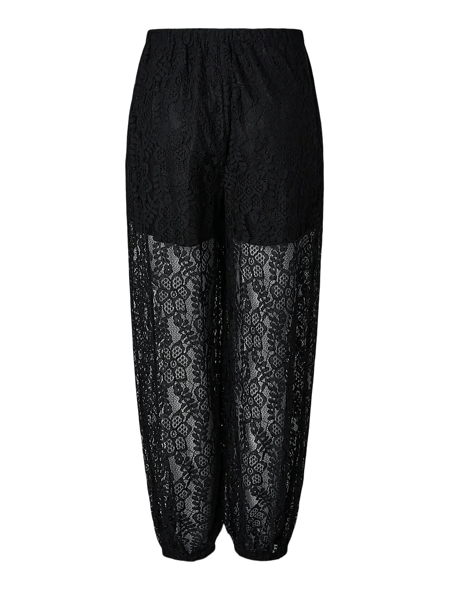 Pieces - PCALINE HW BALLOON LACE PANTS WVN D2D - everyday style - black - 2