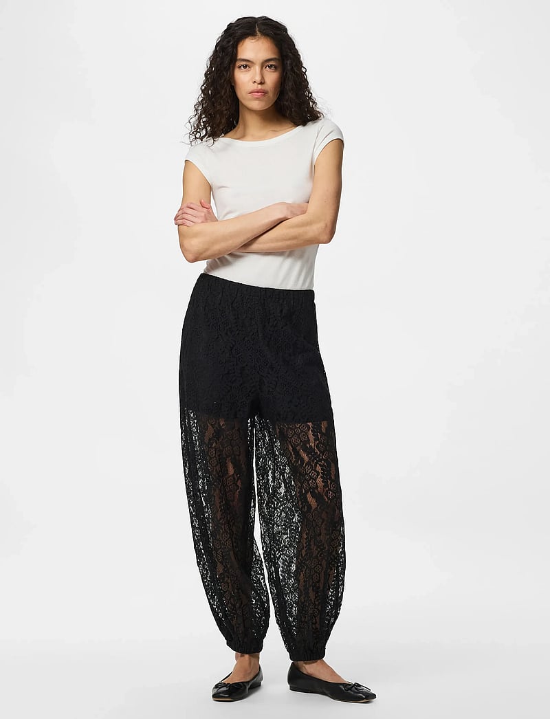 Pieces - PCALINE HW BALLOON LACE PANTS WVN D2D - jogginghosen - black - 4