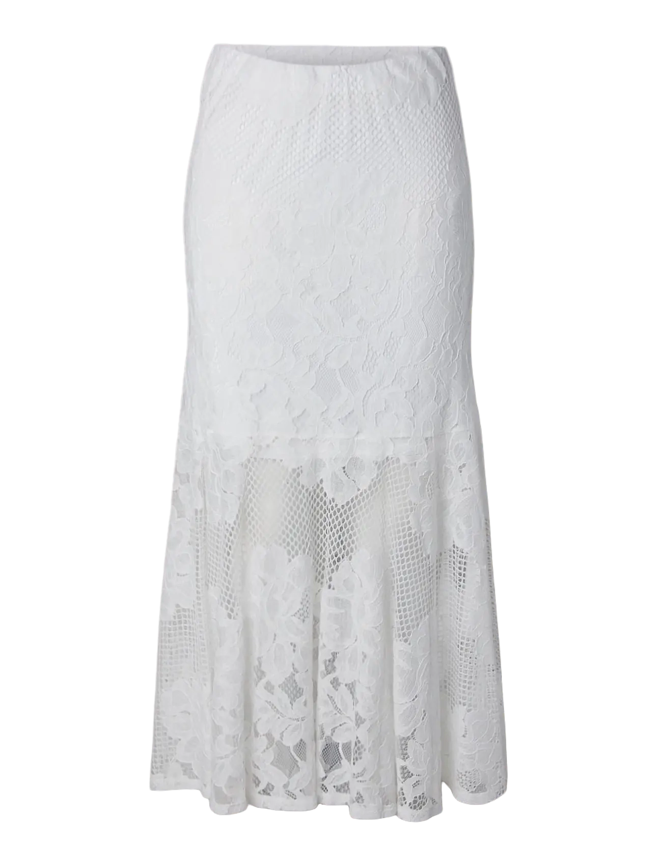 Pieces PCMAYA MW LACE ANKLE SKIRT WVN D2D - Tøj - BRIGHT WHITE / white