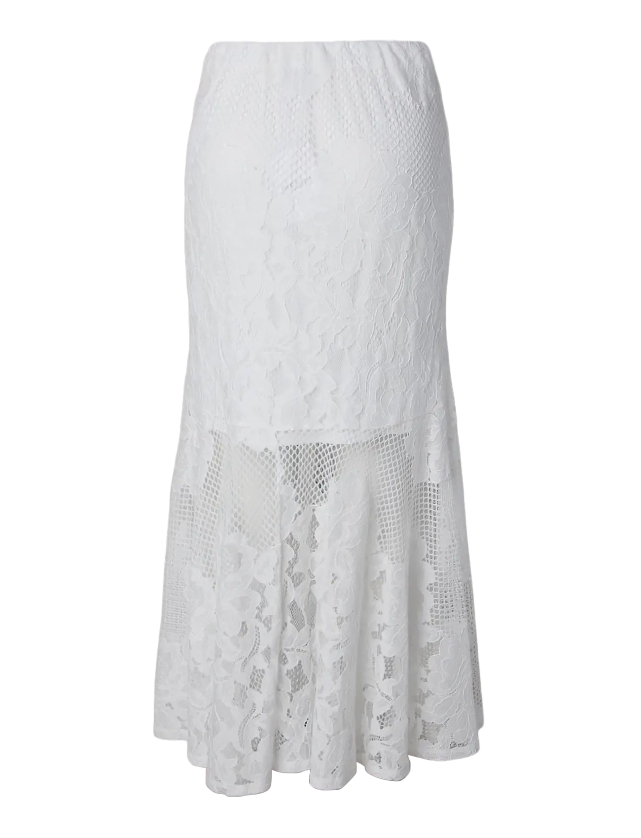 Pieces - PCMAYA MW LACE ANKLE SKIRT WVN D2D - maxi röcke - bright white - 1