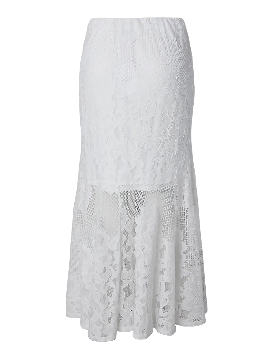 Pieces - PCMAYA MW LACE ANKLE SKIRT WVN D2D - maxi röcke - bright white - 1