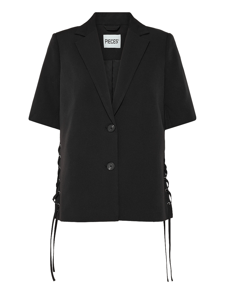 Pieces - PCTEMPRE SS TIE DETAIL BLAZER D2D - einreihige blazer - black - 0
