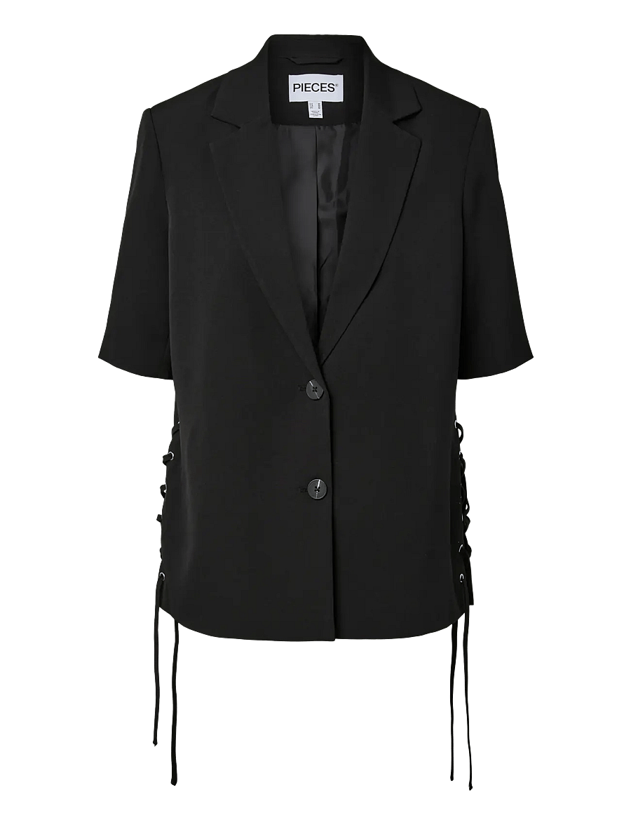 Pieces - PCTEMPRE SS TIE DETAIL BLAZER D2D - einhnepptir jakkar - black - 0