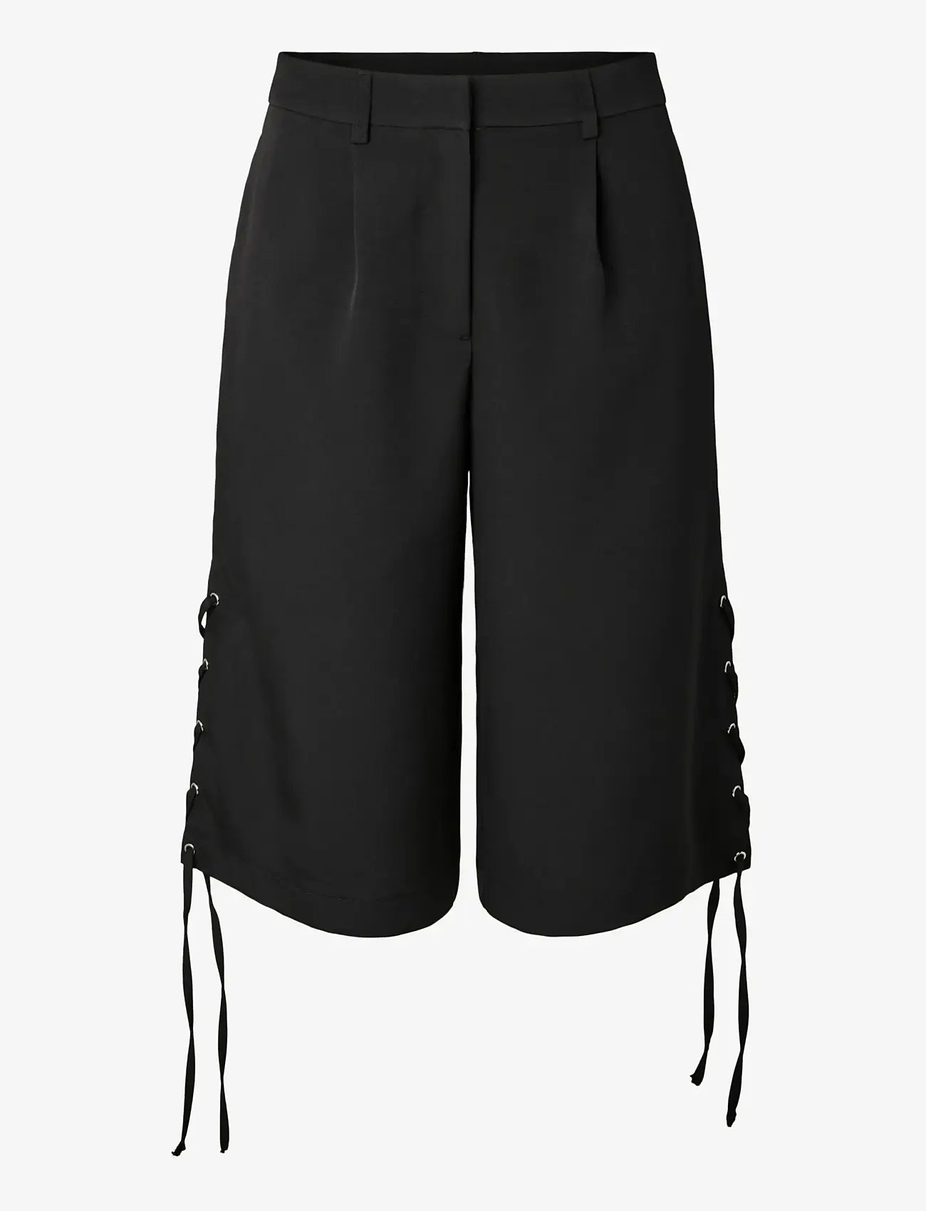 Pieces - PCTEMPRE HW TIE DETAIL JORTS D2D - bermudashorts - black - 0