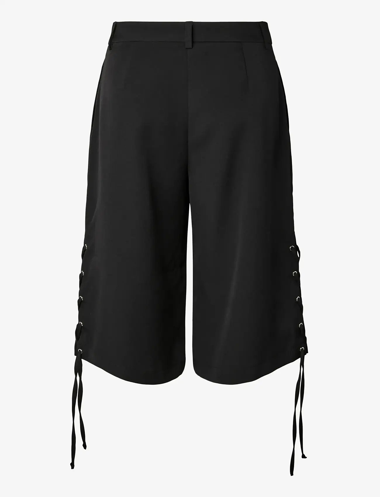 Pieces - PCTEMPRE HW TIE DETAIL JORTS D2D - bermudashorts - black - 1