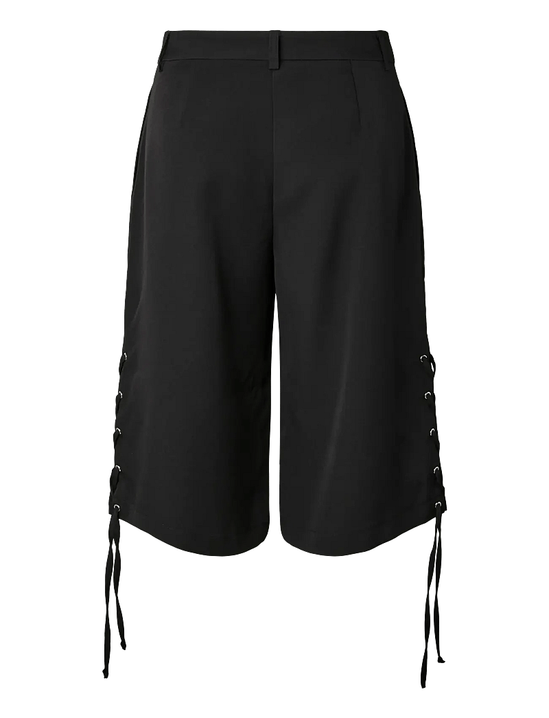 Pieces - PCTEMPRE HW TIE DETAIL JORTS D2D - bermudashorts - black - 1