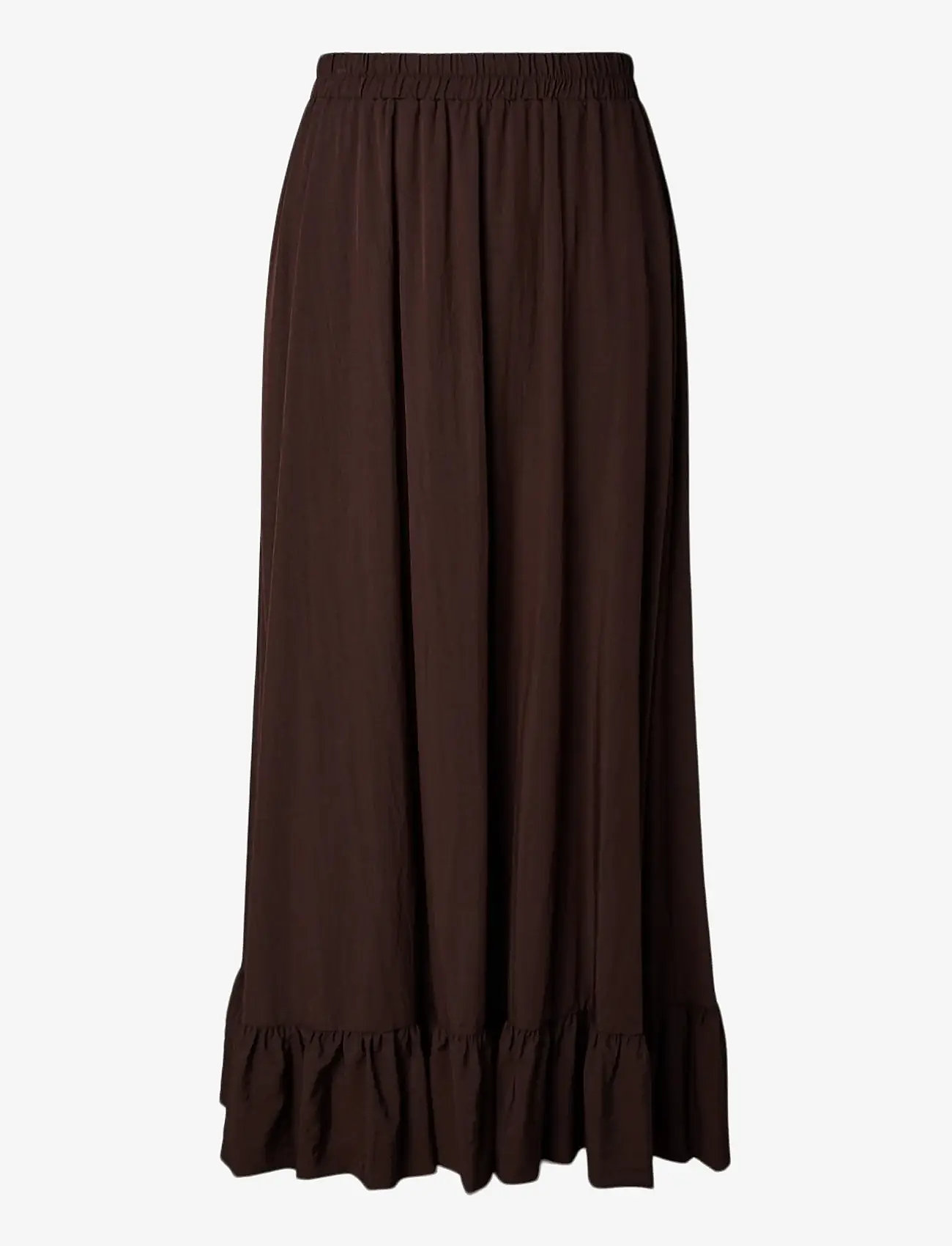 Pieces - PCJULIA HW VOLUME ANKEL SKIRT WVN D2D - maxi nederdele - hot fudge - 2