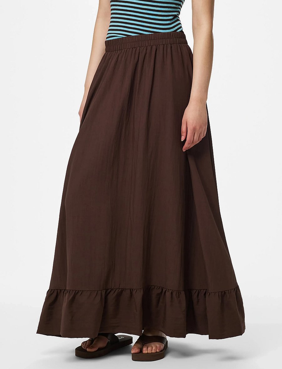 Pieces - PCJULIA HW VOLUME ANKEL SKIRT WVN D2D - maksiseelikud - hot fudge - 0