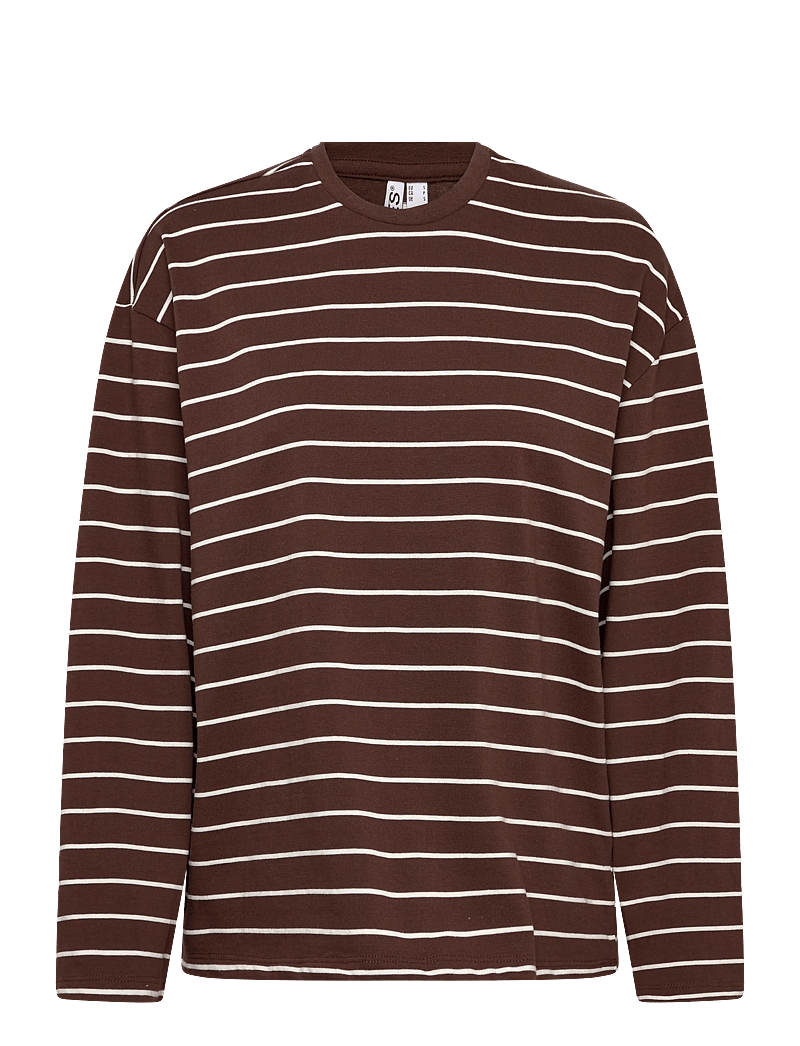 Pieces - PCSADIE LS BARREL SLEEVE TOP JRS D2D - pikkade varrukatega alussärgid - hot fudge - 0