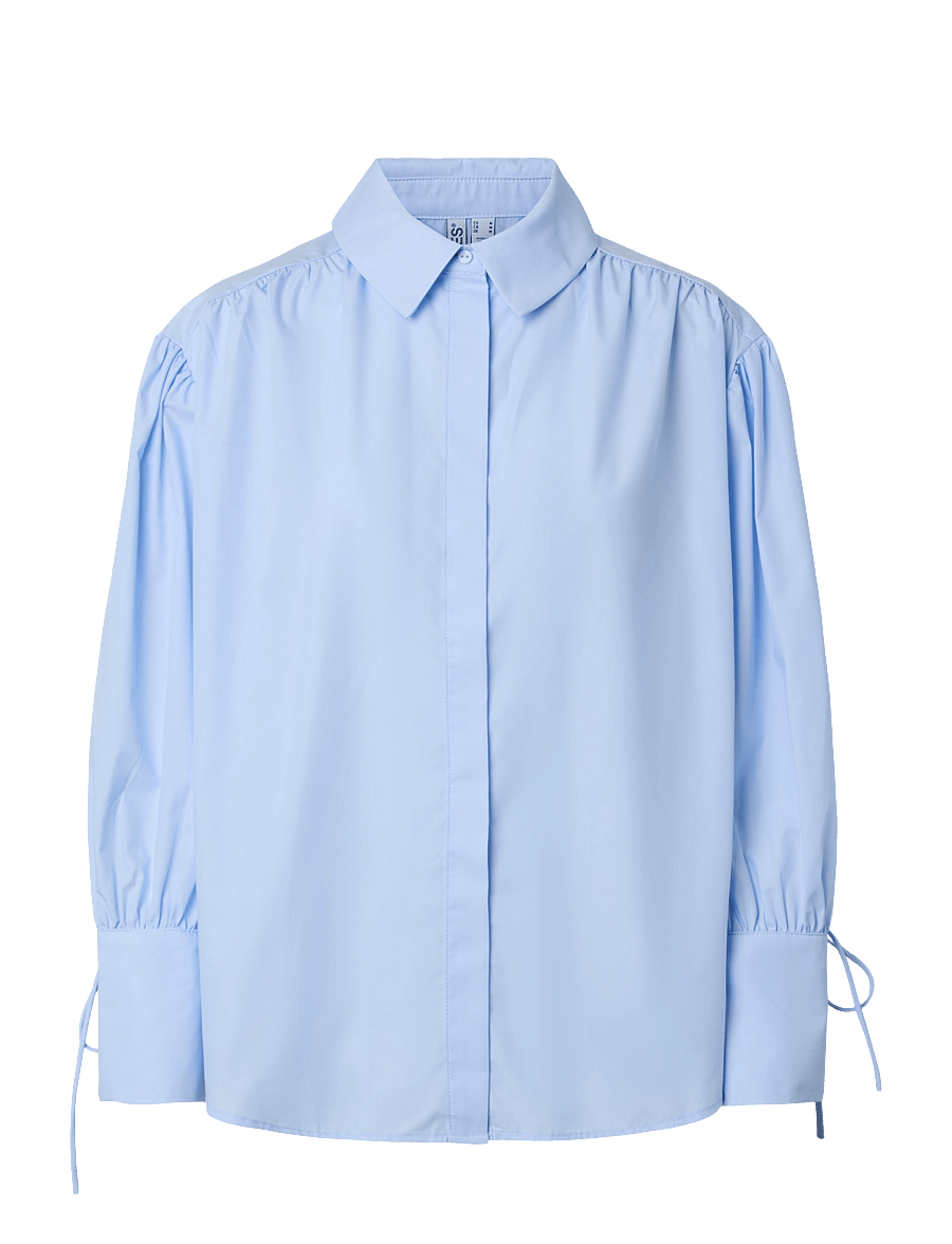 Pieces - PCANNI LS PLEATED DETAIL SHIRT WVN D2D - långärmade skjortor - cashmere blue - 0