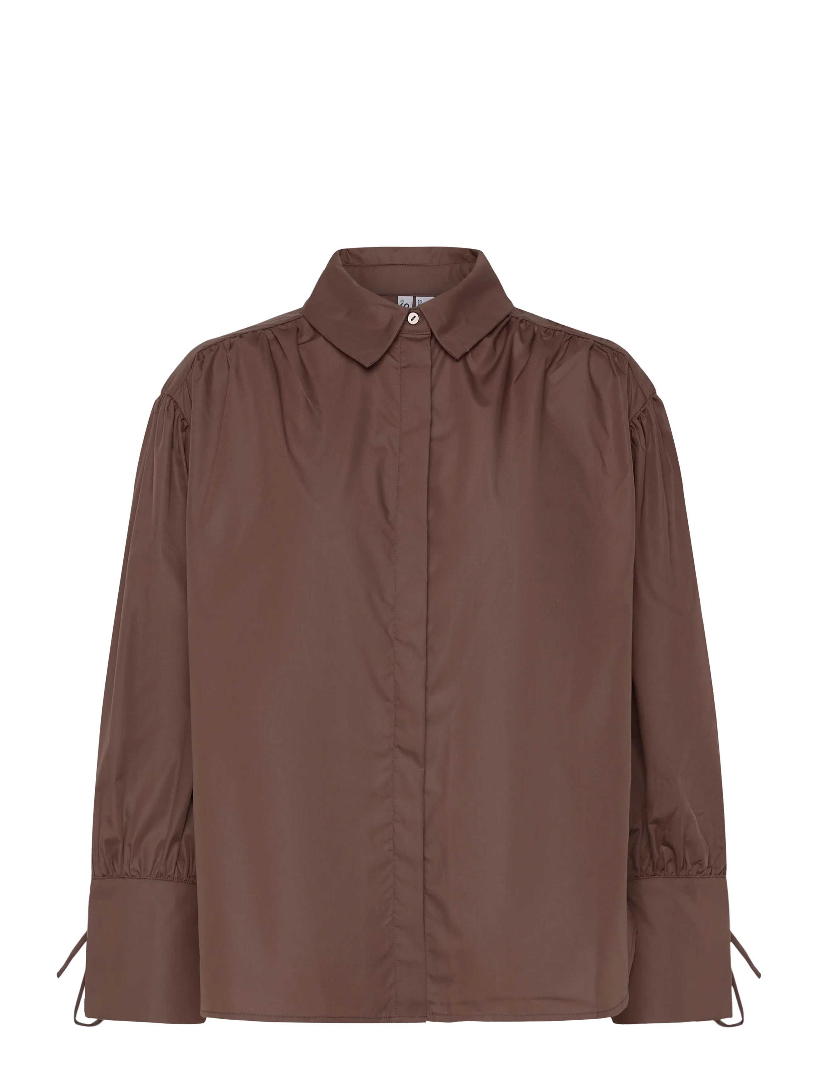 Pieces PCANNI LS PLEATED DETAIL SHIRT WVN D2D - Blouses & Shirts - HOT FUDGE / brown