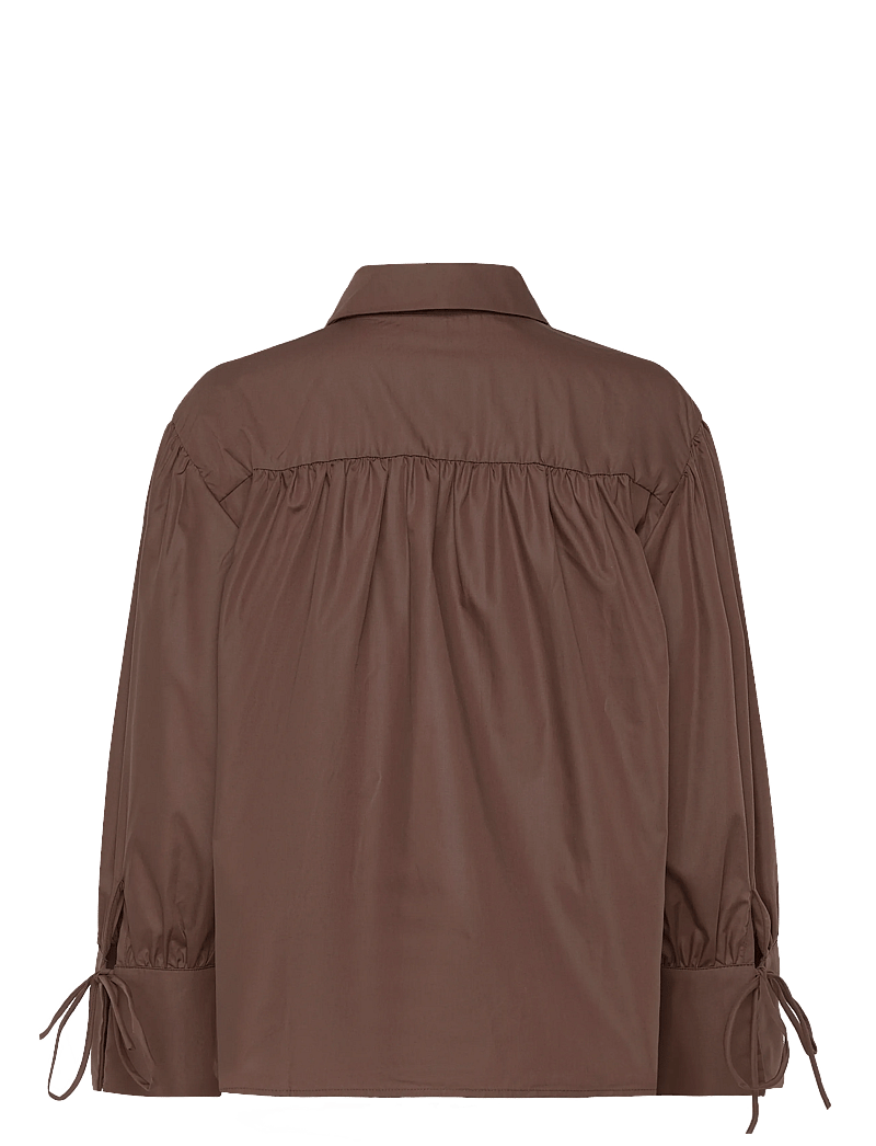 Pieces - PCANNI LS PLEATED DETAIL SHIRT WVN D2D - langärmlige hemden - hot fudge - 1