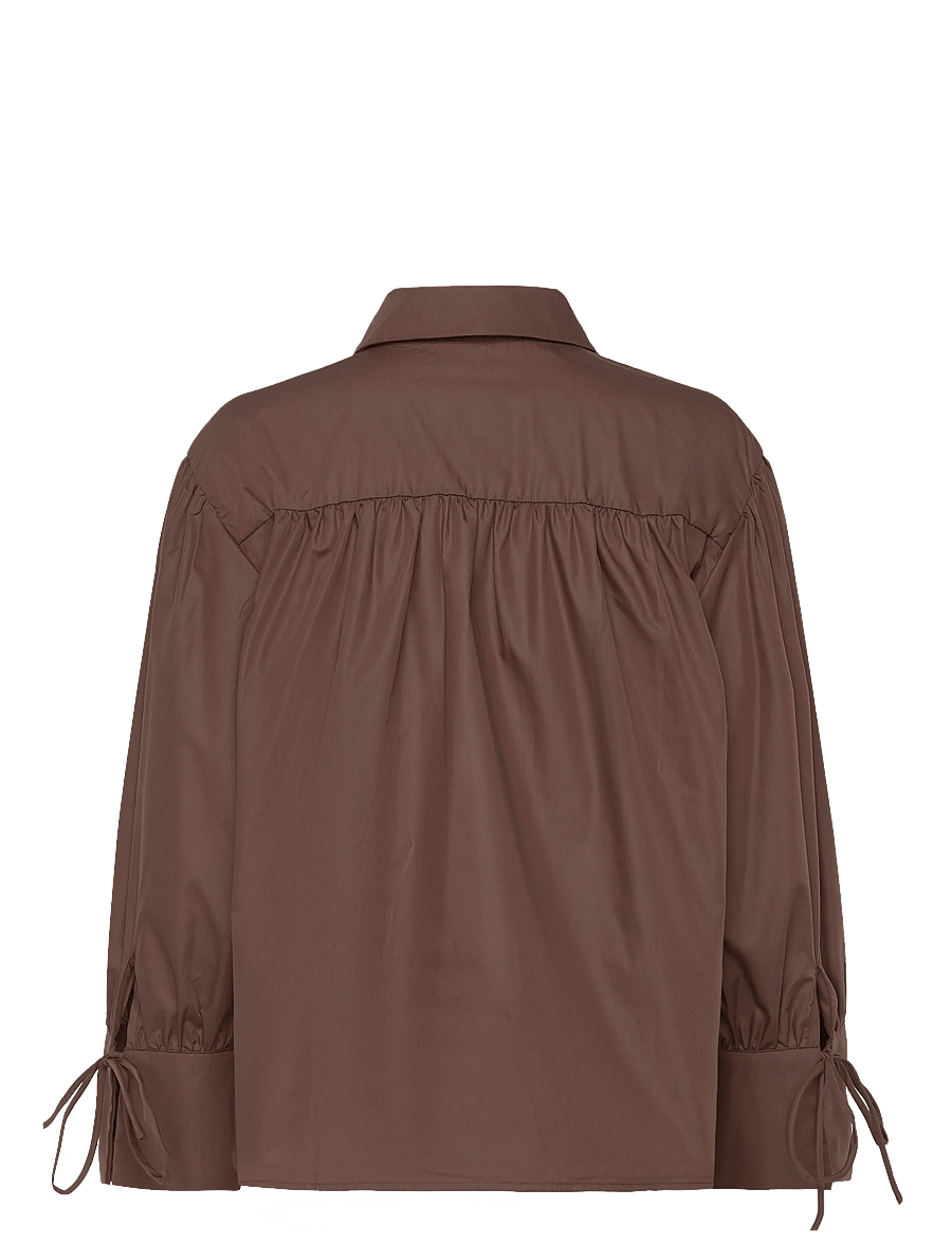 Pieces - PCANNI LS PLEATED DETAIL SHIRT WVN D2D - langærmede skjorter - hot fudge - 1