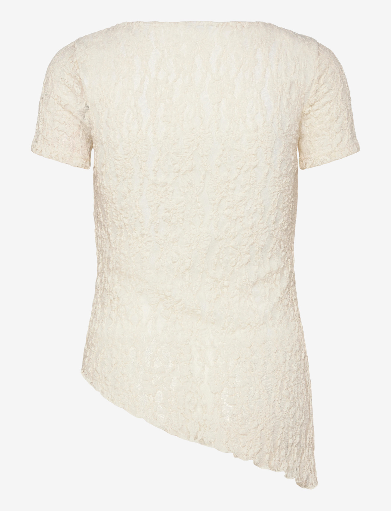 Pieces - PCARIANA SS ASYMMETRIC LACE TOP D2D - stuttermarbolir - cloud dancer - 1
