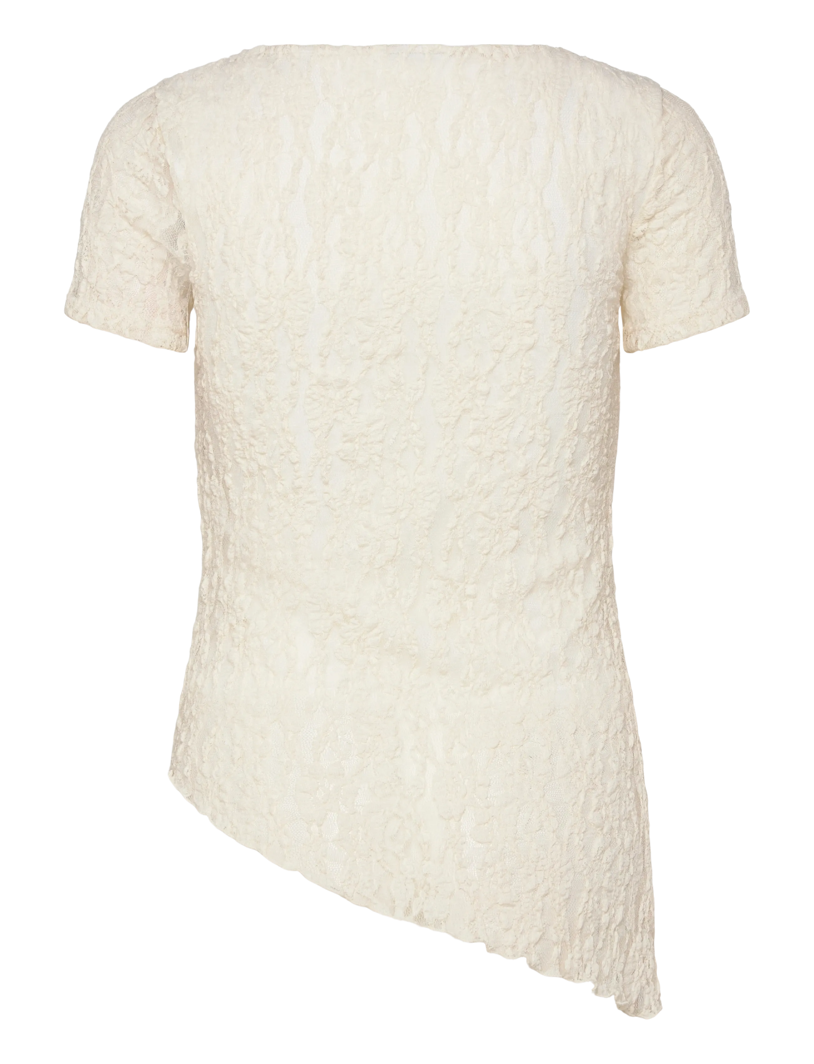 Pieces - PCARIANA SS ASYMMETRIC LACE TOP D2D - t-shirts - cloud dancer - 1