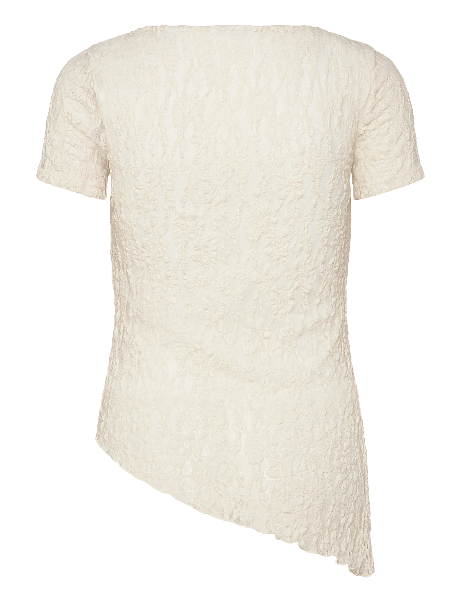 Pieces - PCARIANA SS ASYMMETRIC LACE TOP D2D - t-shirts - cloud dancer - 1