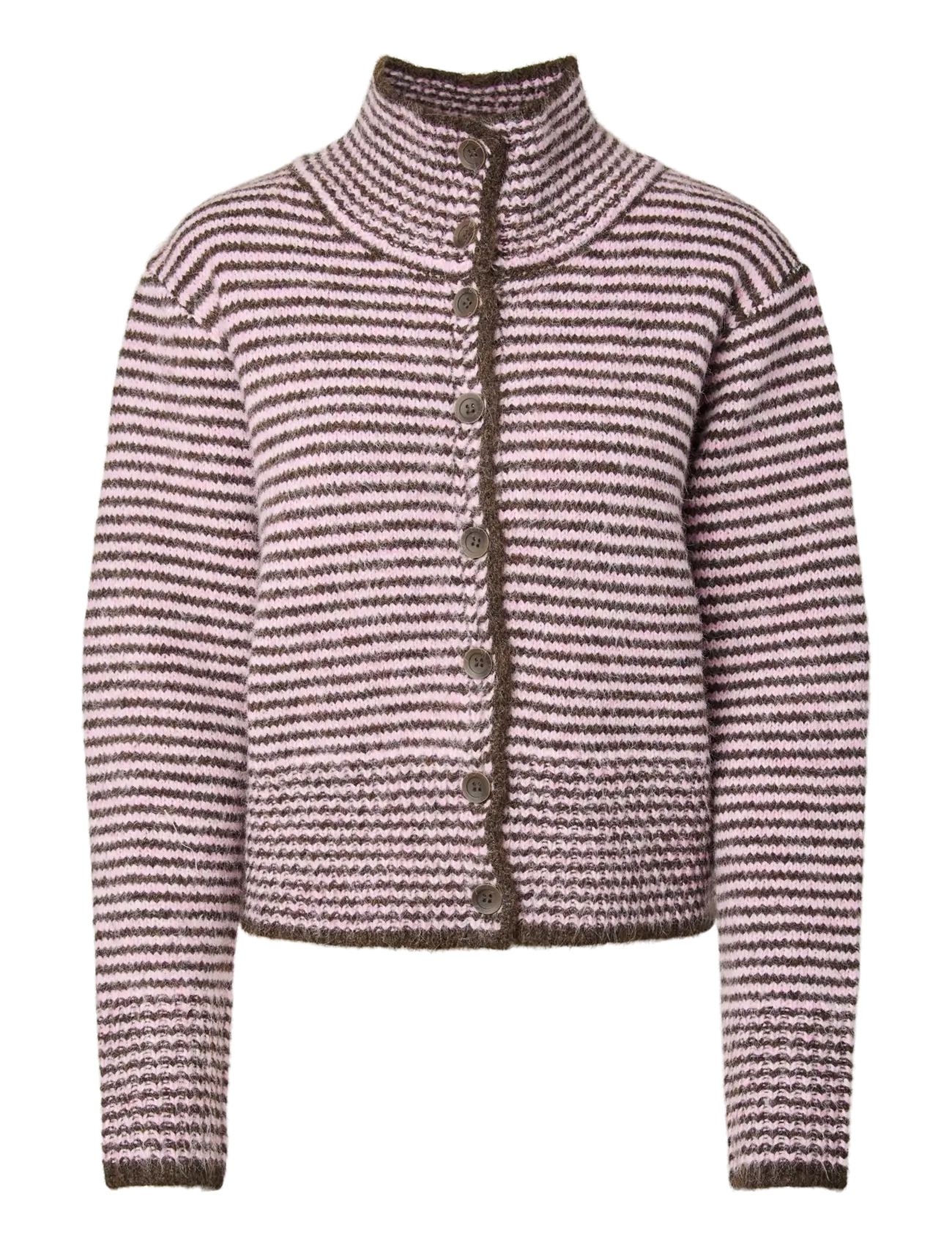 Pieces PCVENA LS HIGH NECK KNIT CARDIGAN BC - Strik - ROSEATE SPOONBILL / pink/rose