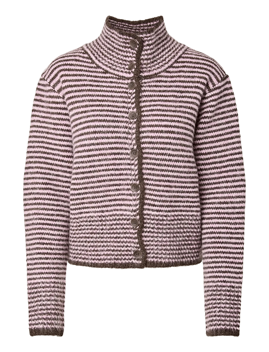 Pieces - PCVENA LS HIGH NECK KNIT CARDIGAN BC - roseate spoonbill - 0