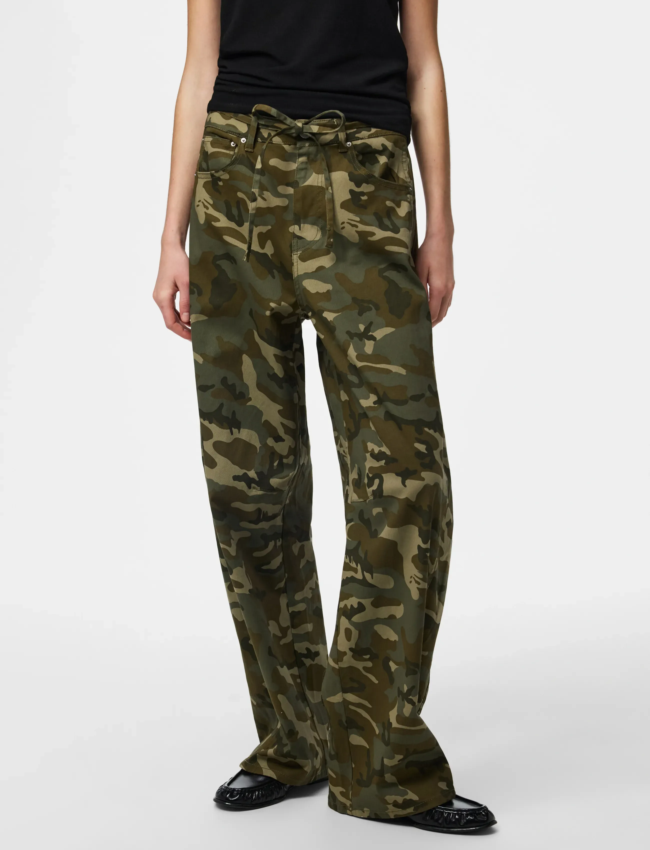 Pieces PCMIMMI MW TIE BARREL JEANS DNM D2D - Pieces - MERMAID / khaki/green