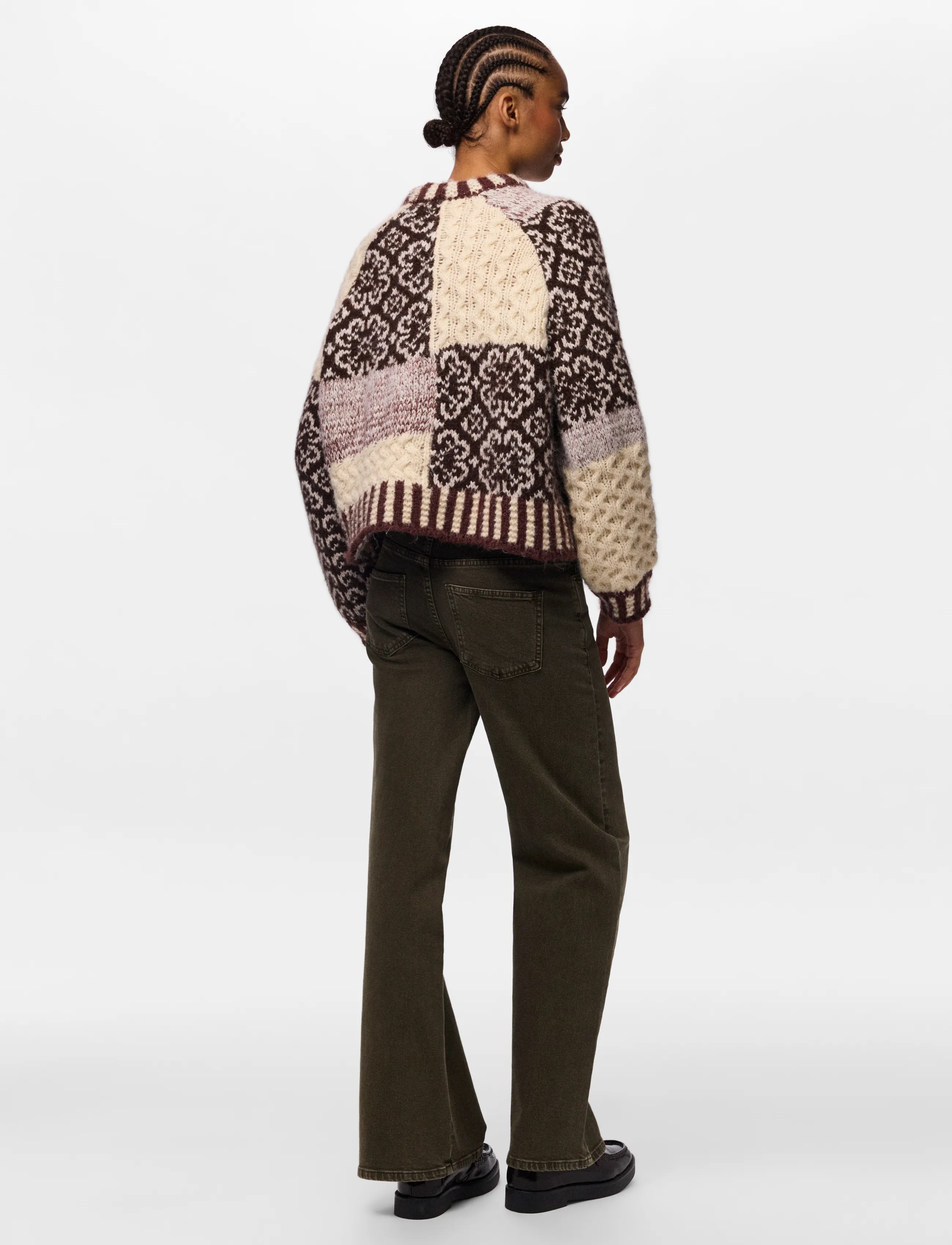 Pieces - PCFUSION LS O-NECK COLORBLOCK KNIT BC - pullover - greige - 2