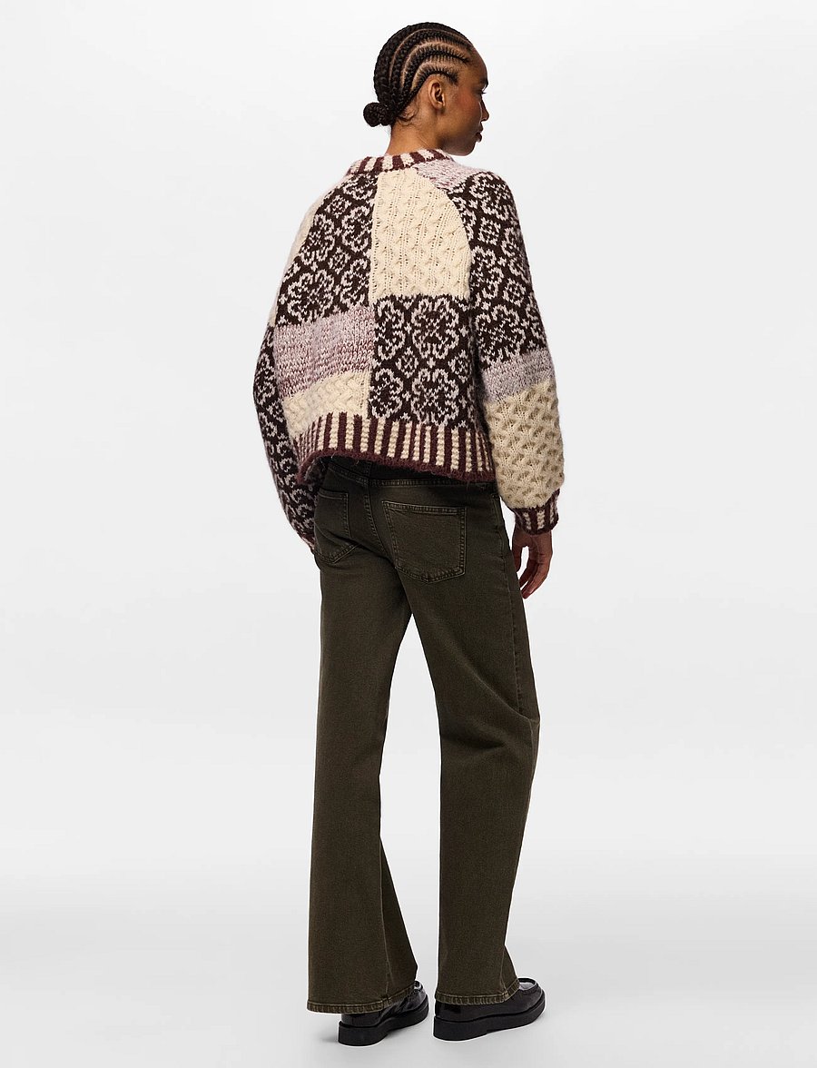 Pieces - PCFUSION LS O-NECK COLORBLOCK KNIT BC - pullover - greige - 2