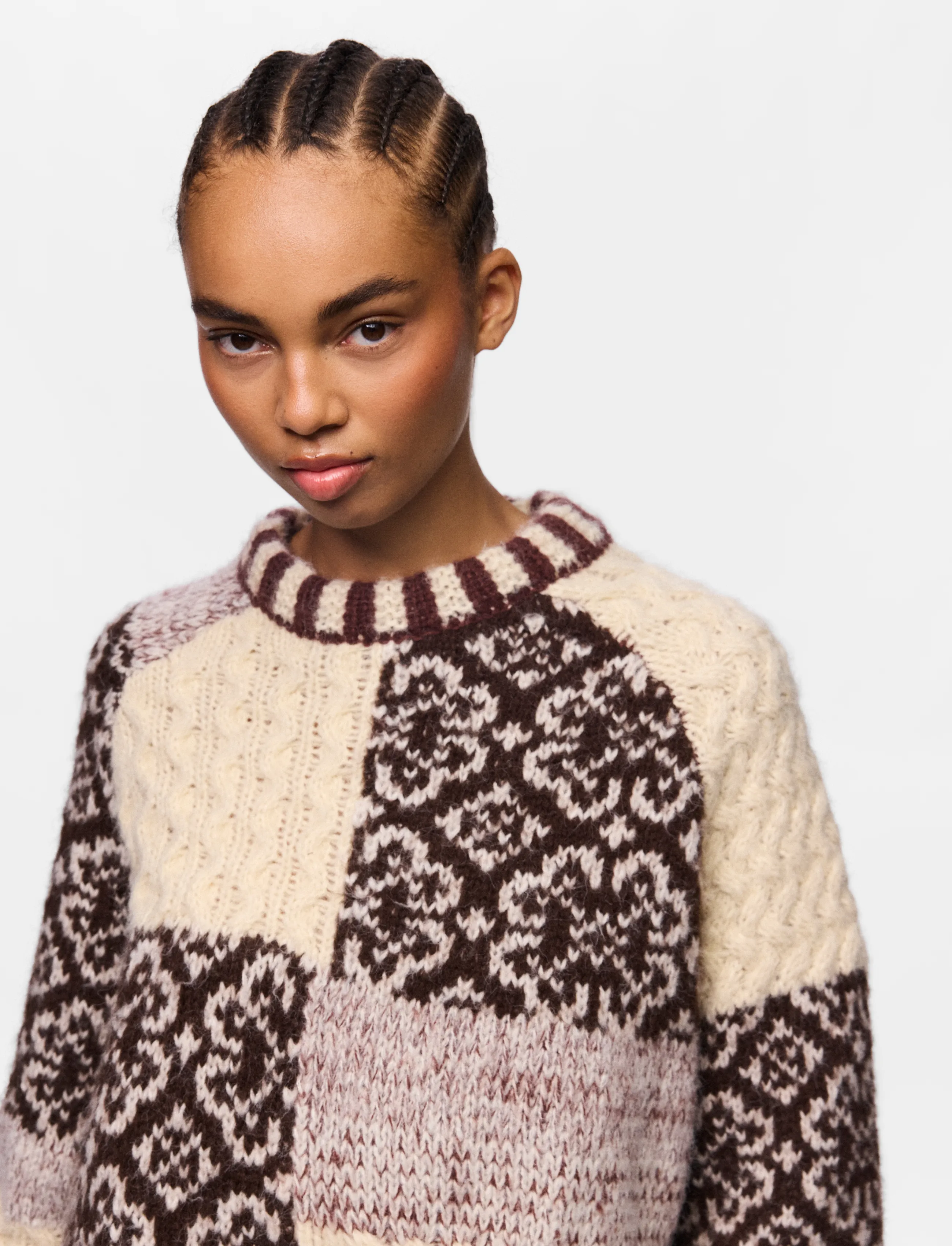 Pieces - PCFUSION LS O-NECK COLORBLOCK KNIT BC - pullover - greige - 4