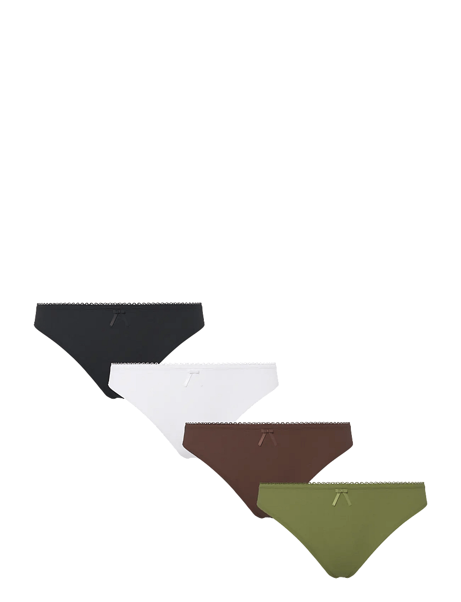 Pieces - PCLENA THONG 4 PACK BC - siaurikės - chicory coffee - 0