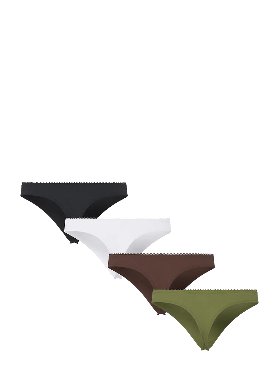 Pieces - PCLENA THONG 4 PACK BC - siaurikės - chicory coffee - 1