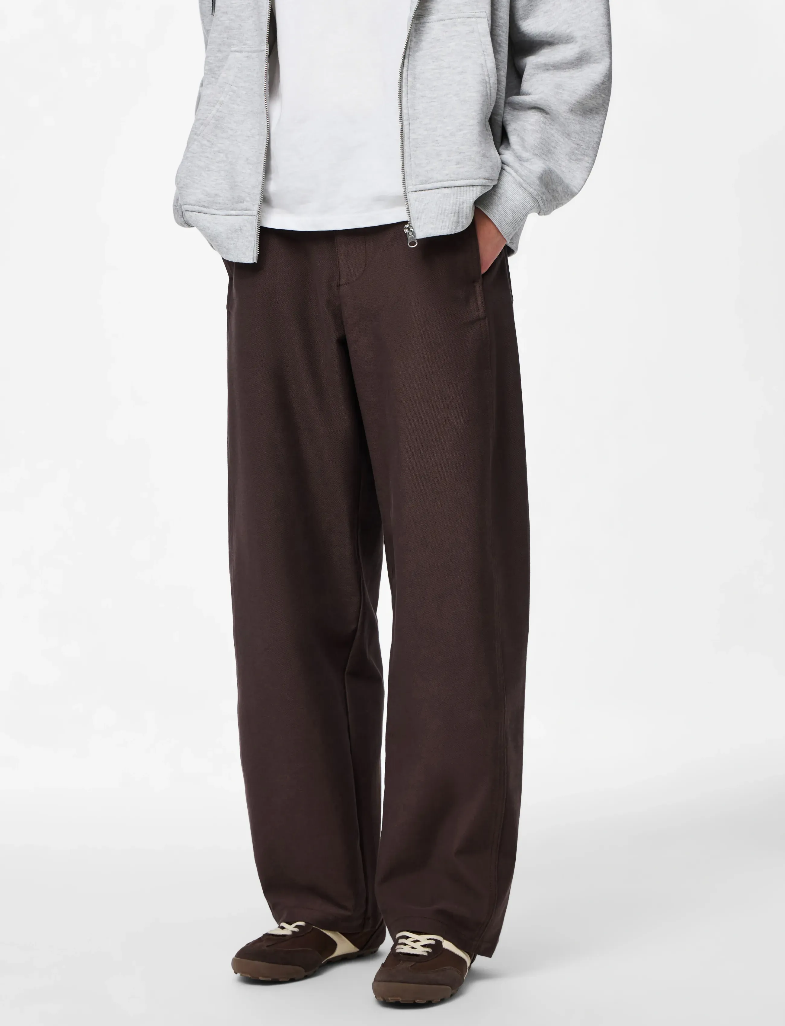 Pieces PCRIKKE HW BARREL PANTS JRS - Kläder - HOT FUDGE / brown