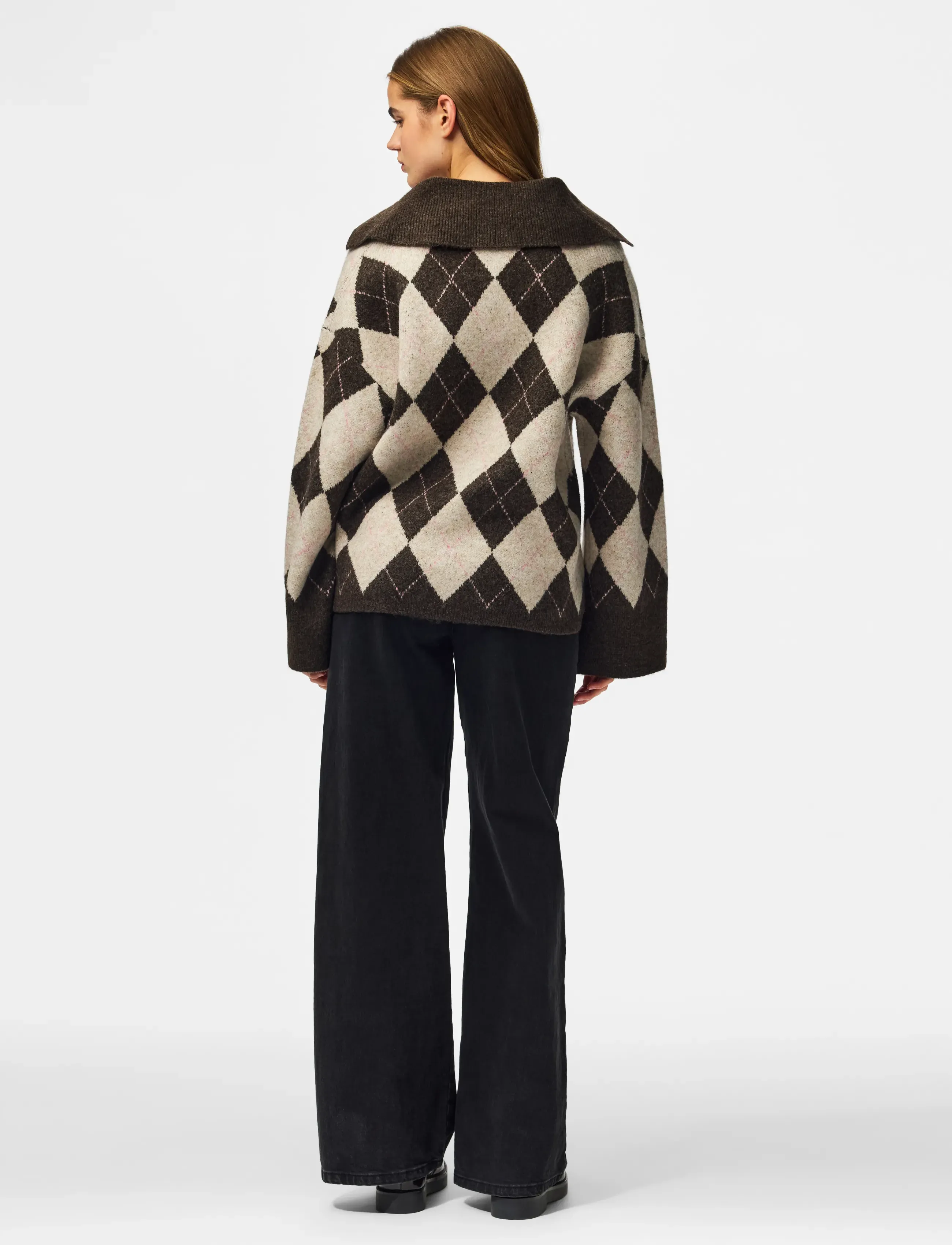 Pieces - PCALVA LS LOOSE CHECK KNIT CARDIGAN - hot fudge - 3