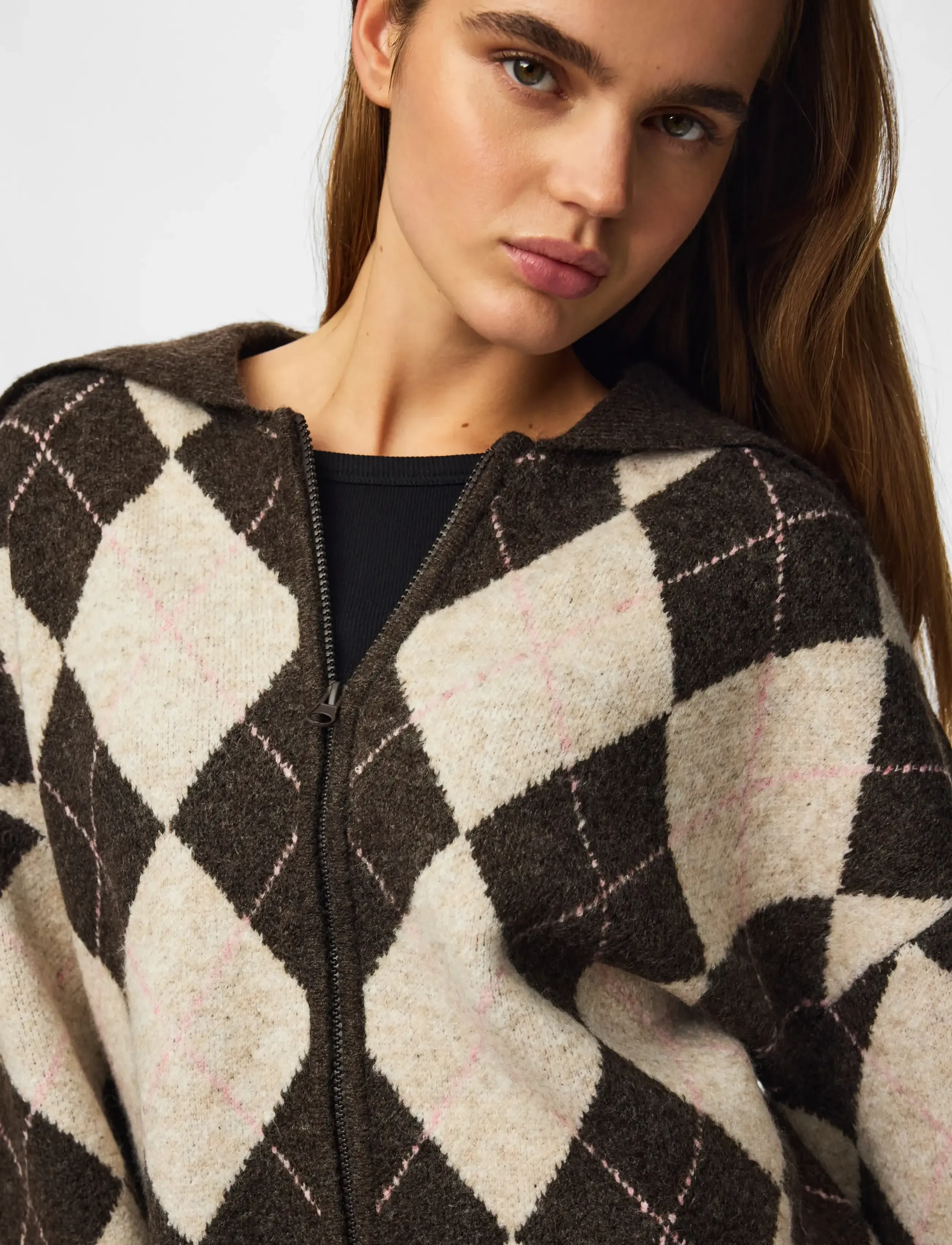 PIECES Pcalva Ls Loose Check Knit Cardigan dam – bild 5