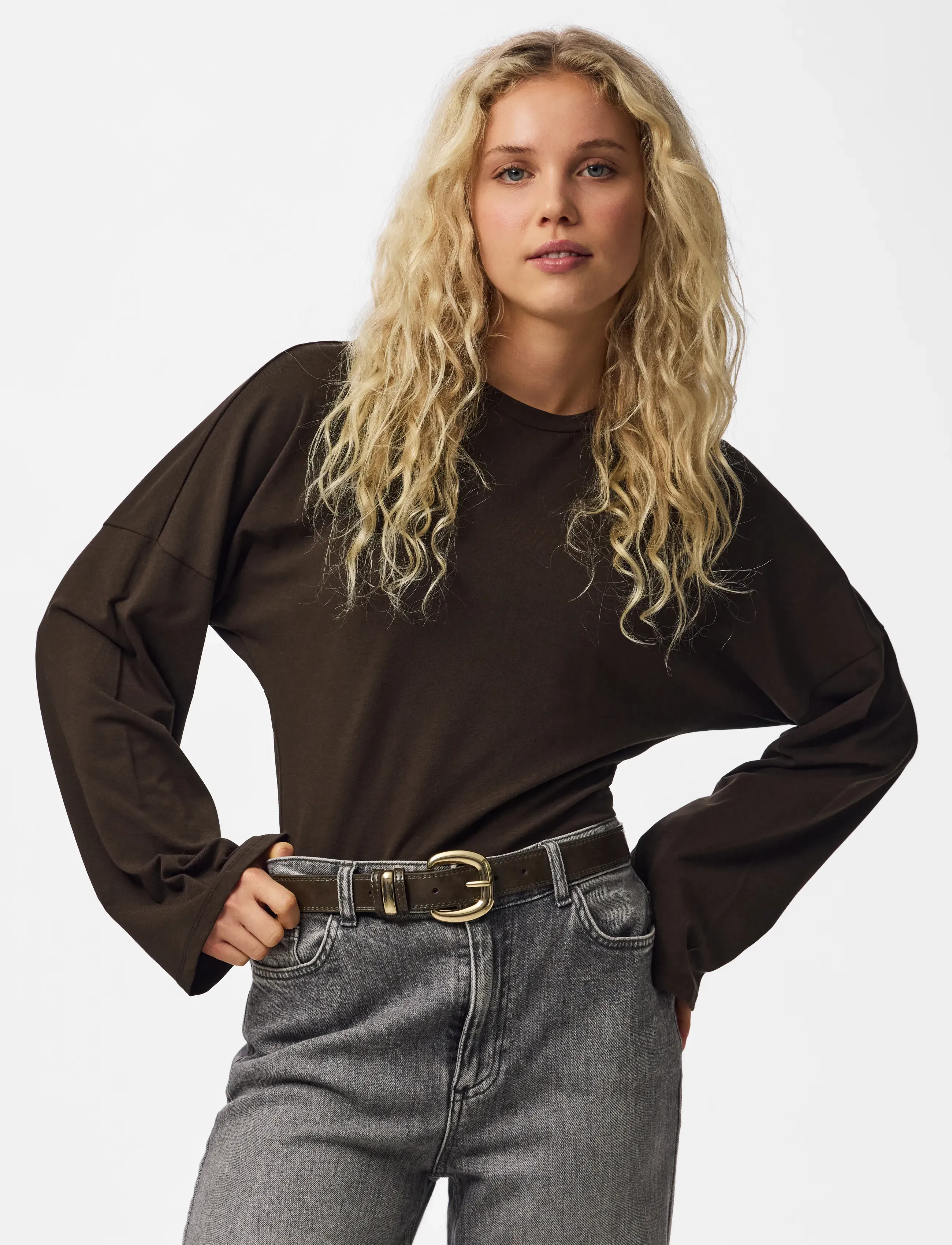 Pieces PCVILKA PATENT JEANS BELT WB PU - Gürtel - WREN / brown