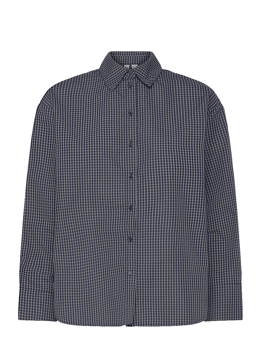 Pieces - PCSILLA LS CHECK SHIRT WVN D2D - langermede skjorter - maritime blue - 0