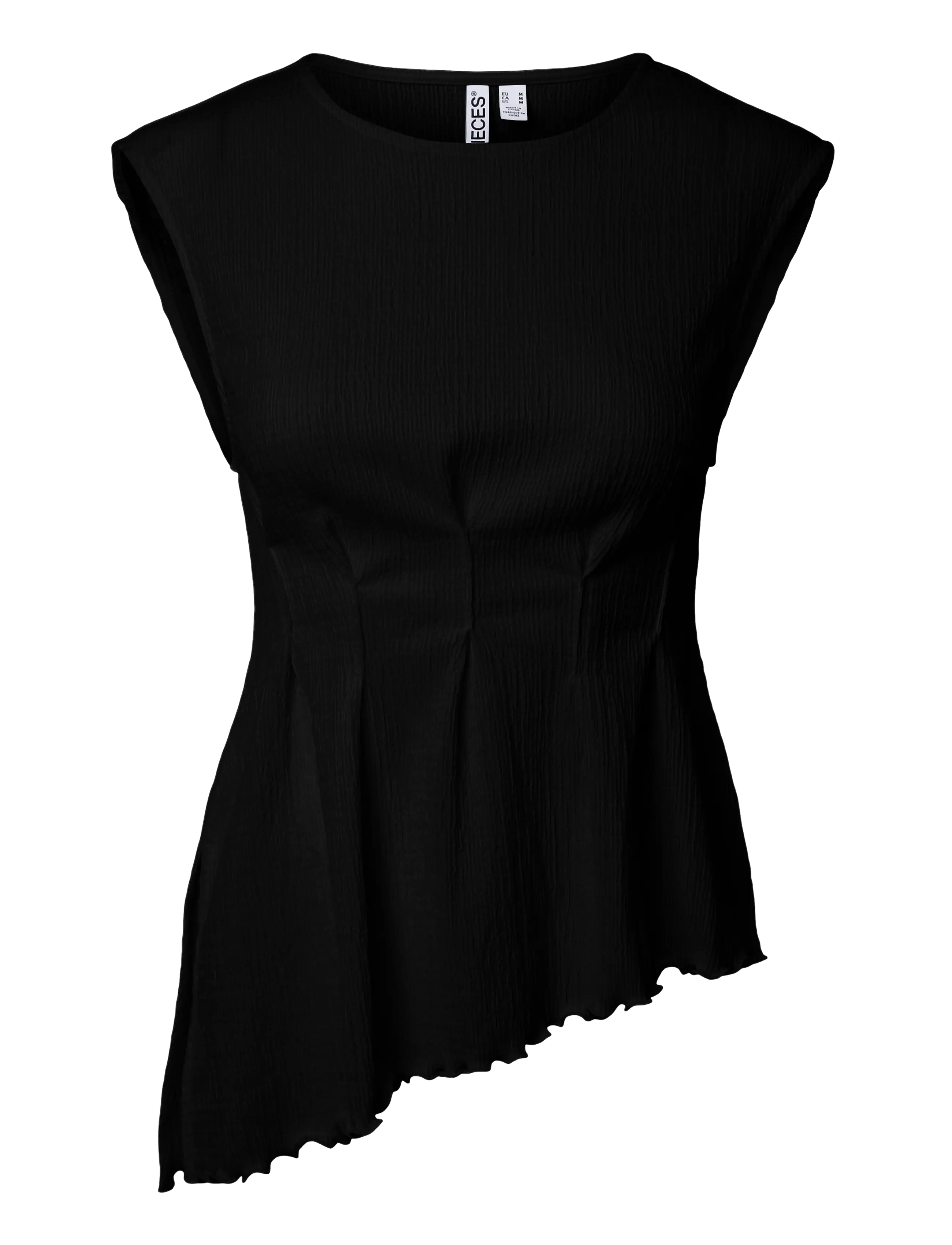 Pieces PCMALIE SL ASYMETRIC TOP JRS D2D - Linnen - BLACK / black