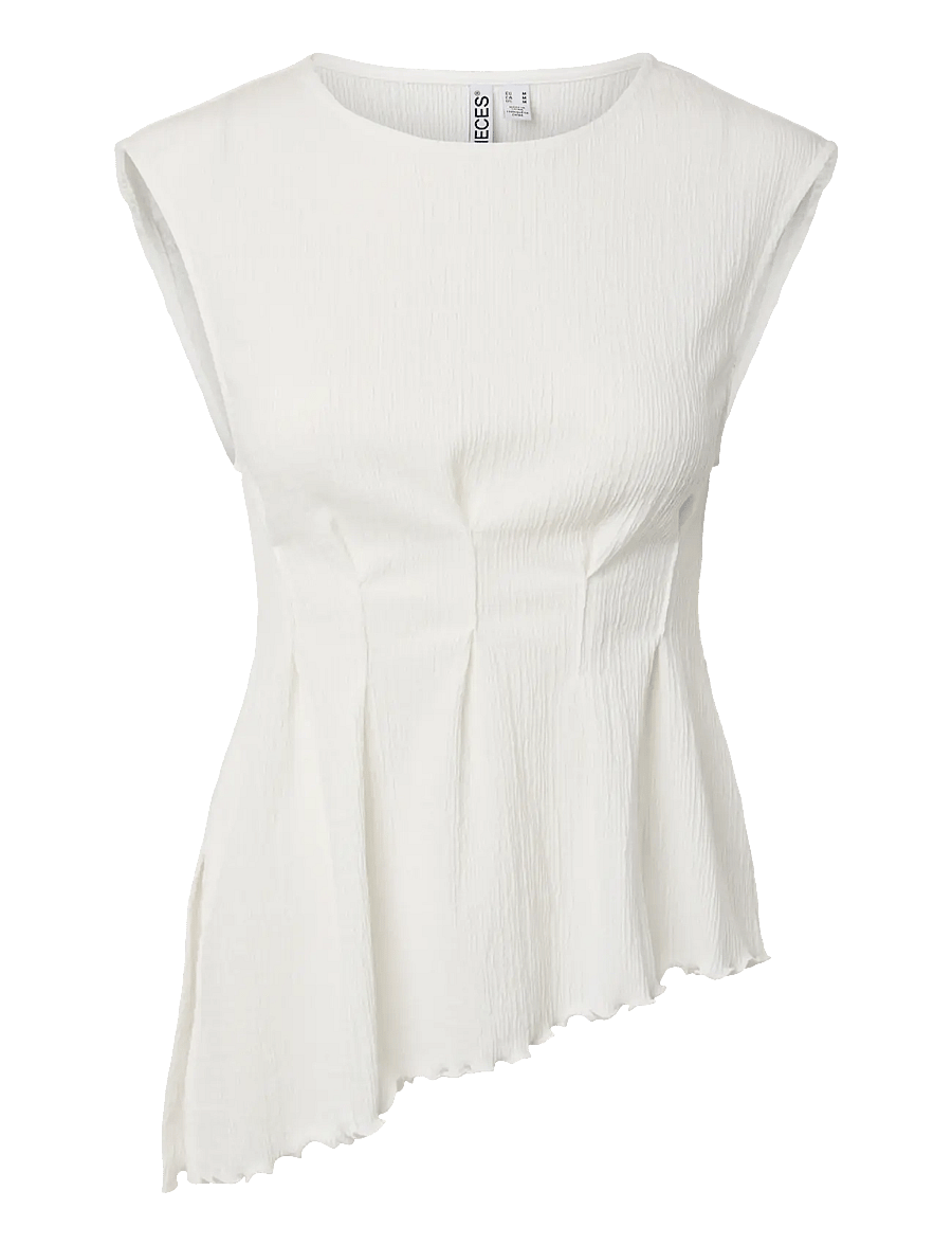 Pieces - PCMALIE SL ASYMETRIC TOP JRS D2D - bright white - 1