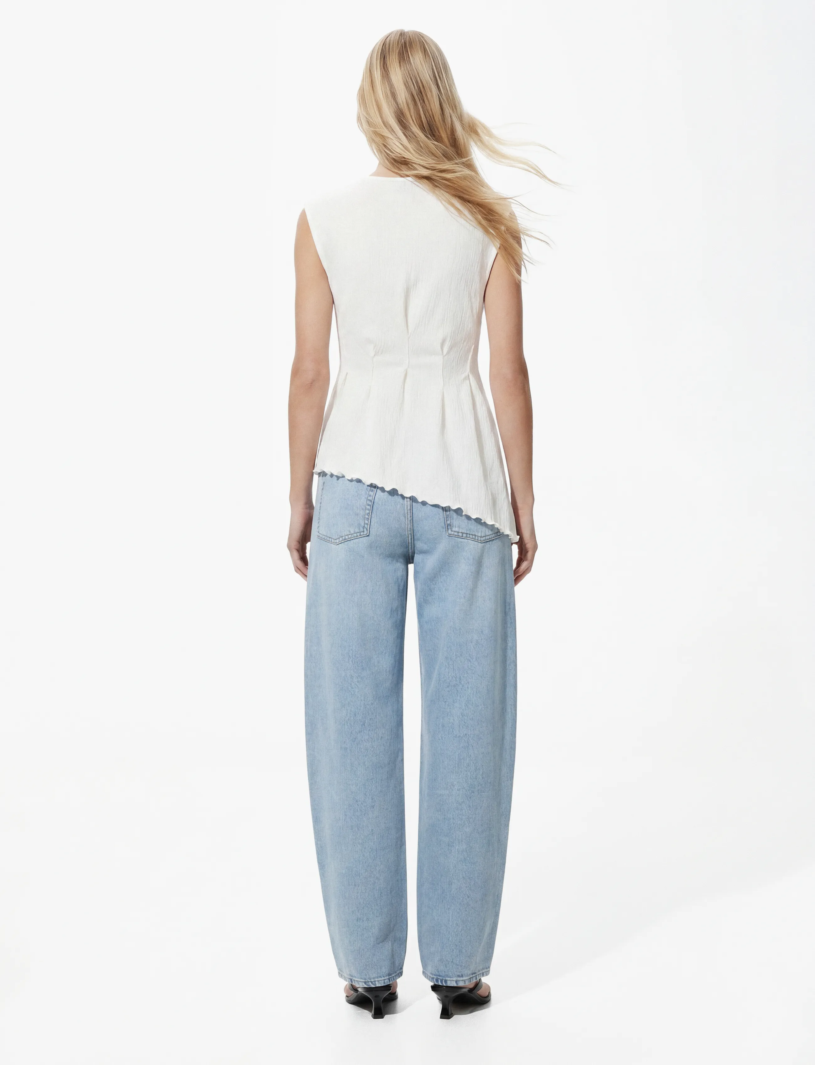 Pieces - PCMALIE SL ASYMETRIC TOP JRS D2D - bright white - 4