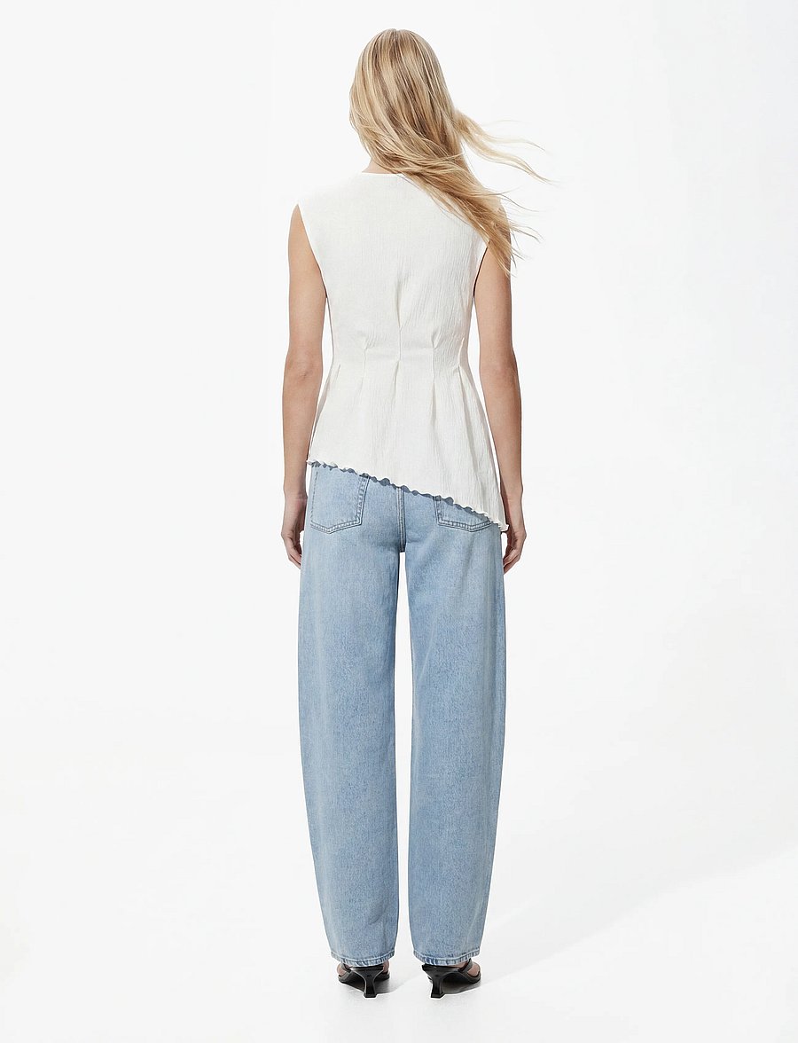 Pieces - PCMALIE SL ASYMETRIC TOP JRS D2D - bright white - 4