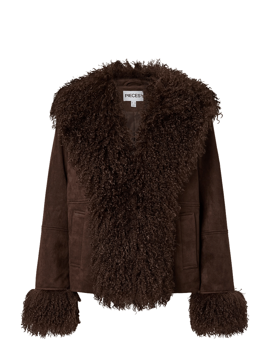 Pieces - PCNANNA BRUSHED SHORT JACKET - hot fudge - 1