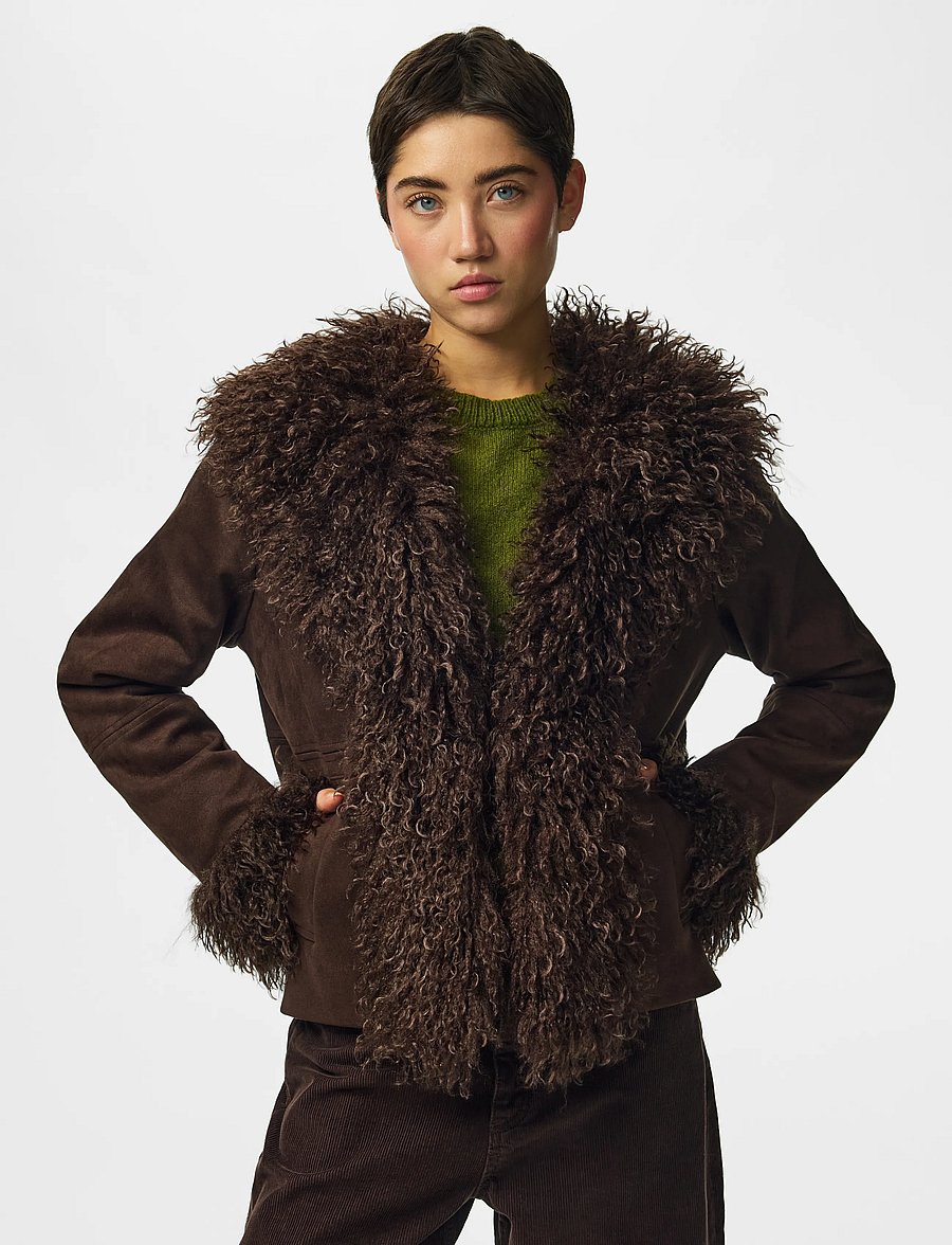 Pieces - PCNANNA BRUSHED SHORT JACKET - hot fudge - 0