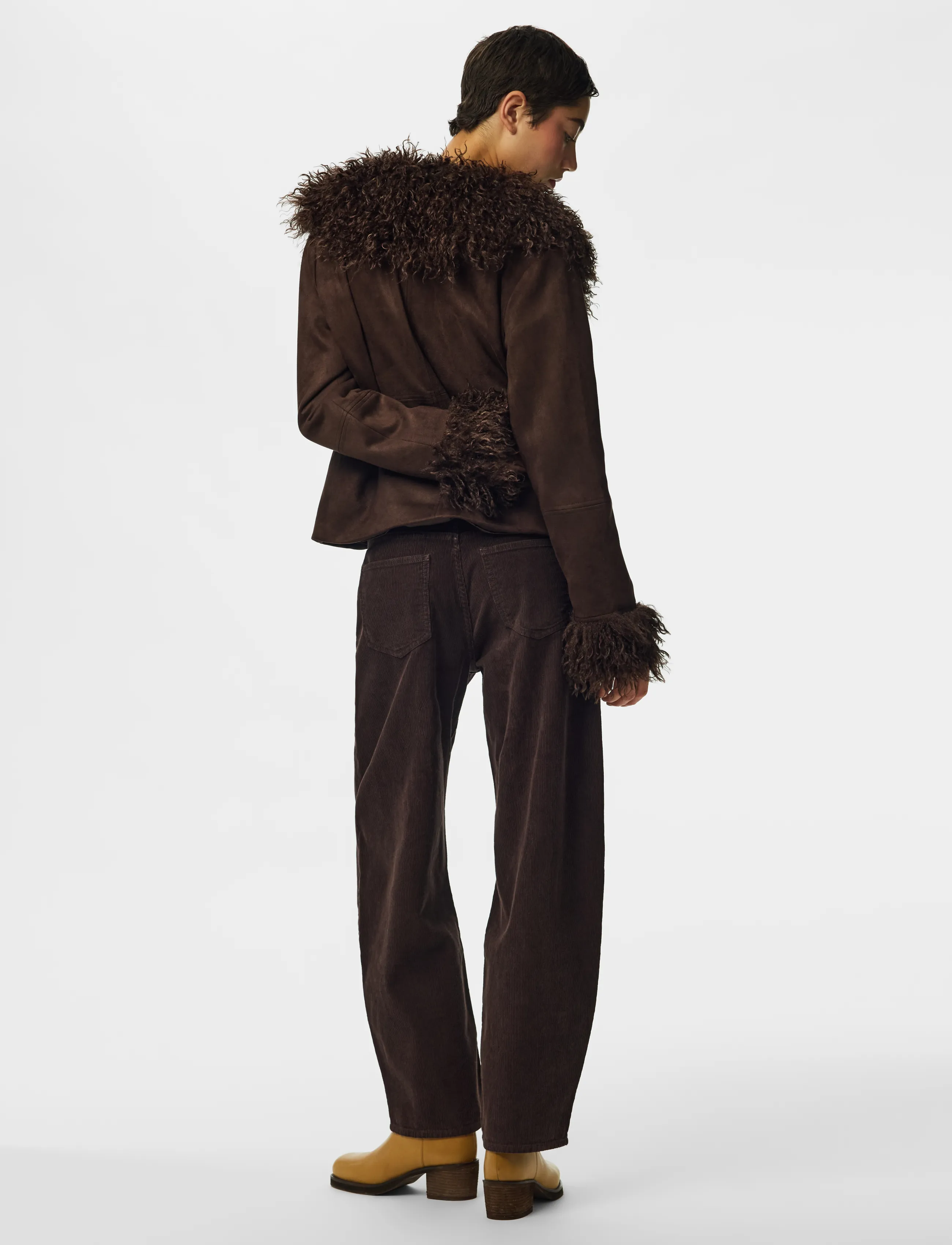 Pieces - PCNANNA BRUSHED SHORT JACKET - hot fudge - 3