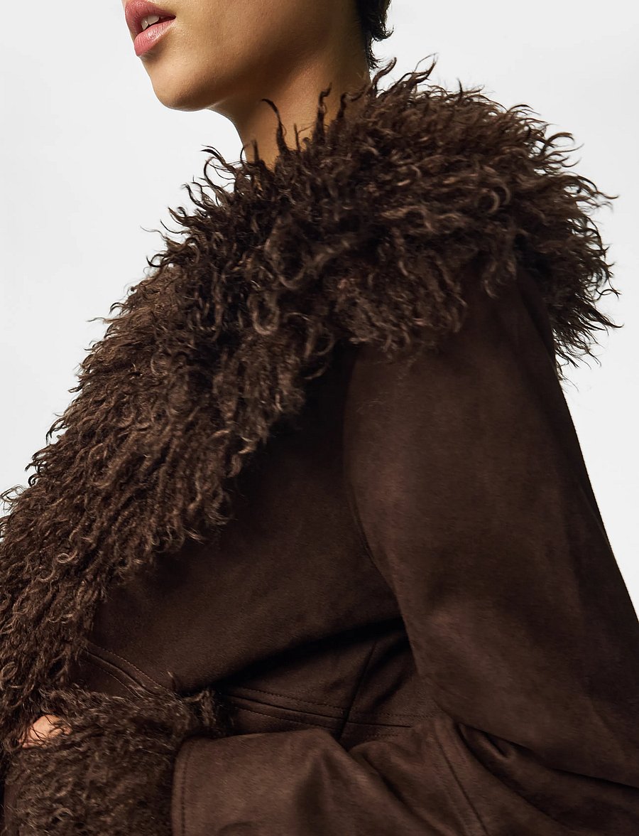 Pieces - PCNANNA BRUSHED SHORT JACKET - faux fur jakker - hot fudge - 5