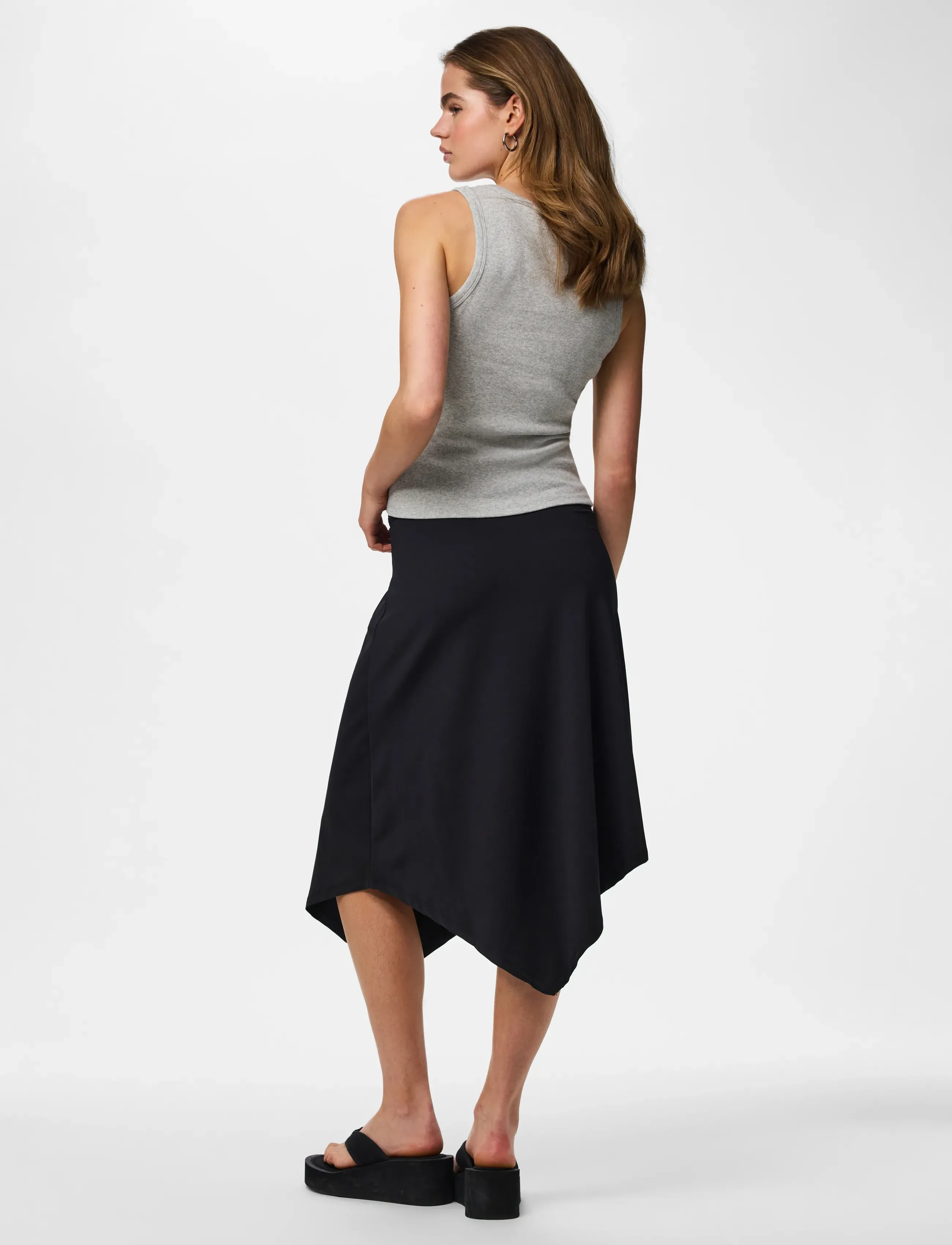Pieces - PCMELLY MW MIDI SKIRT JRS DM - black - 3