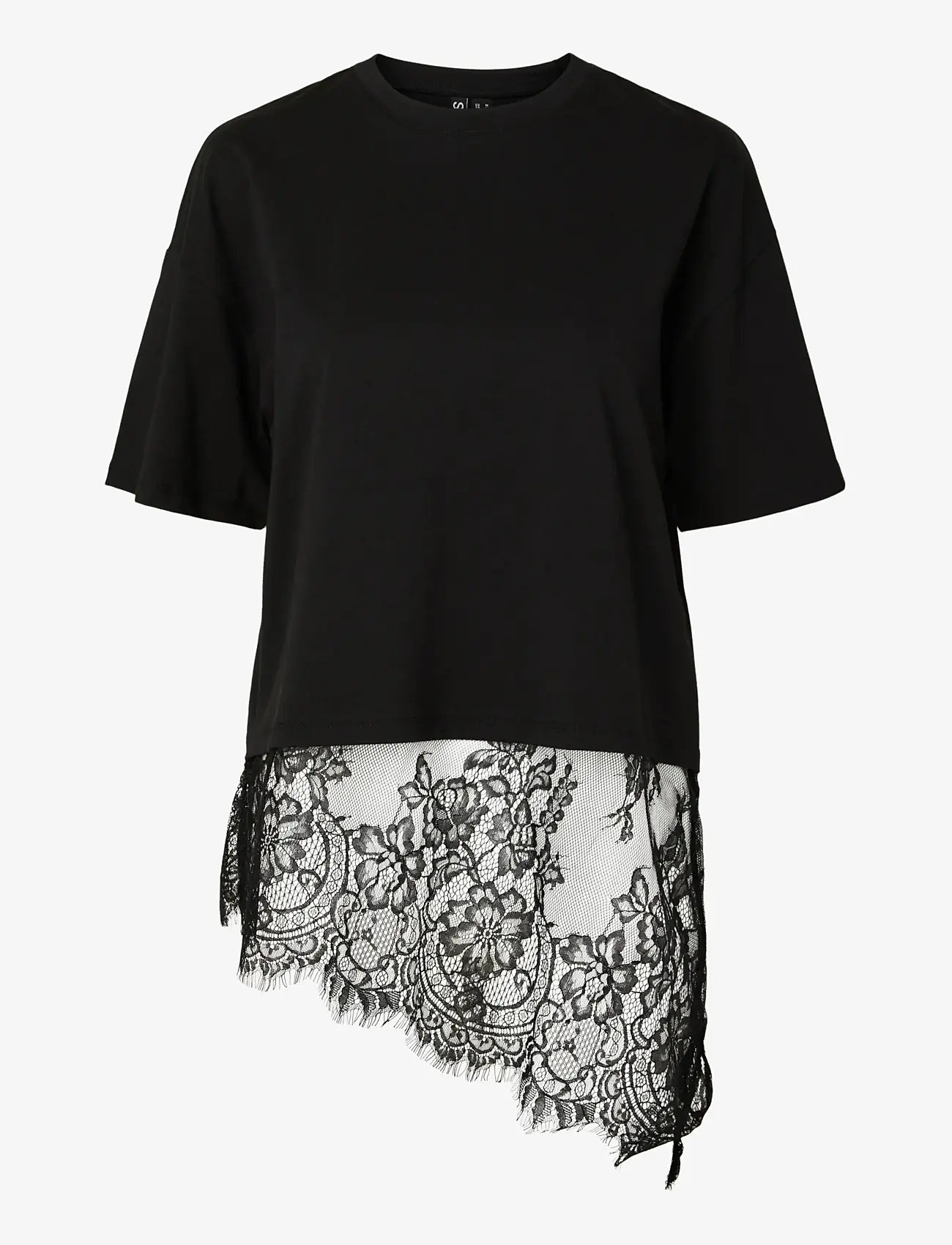 Pieces - PCMAVE SS LACE T-SHIRT JRS DM - t-shirts - black - 1